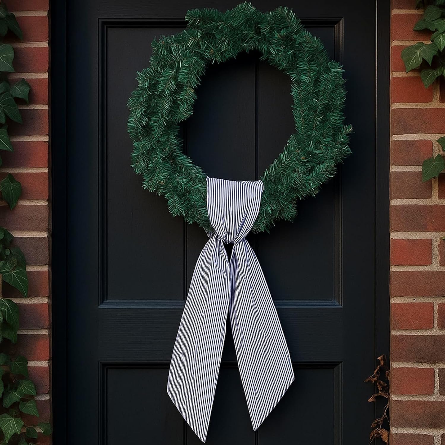 Black Striped Wreath Sash 512 Wide x 5433 Halloween Door Decor