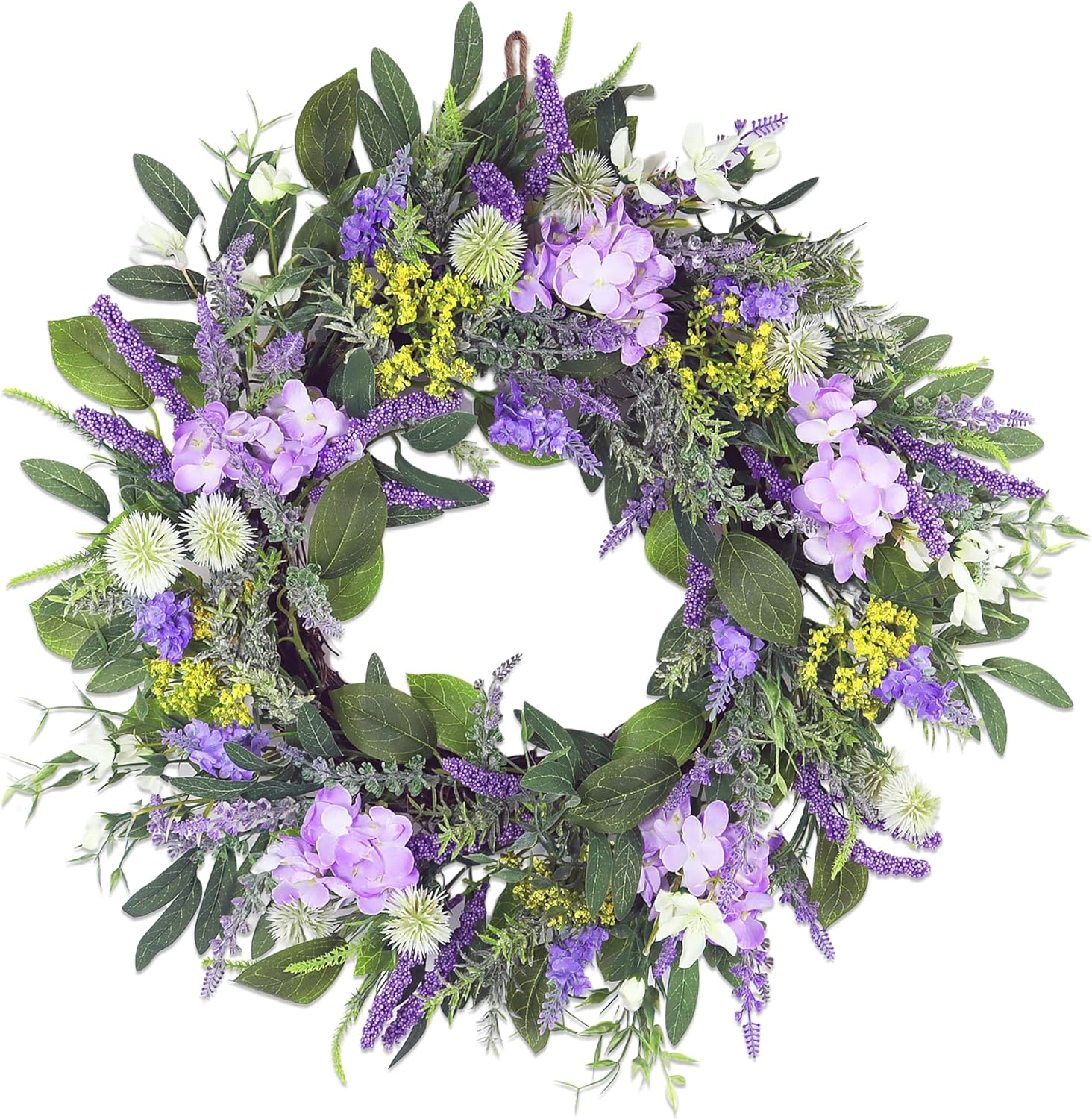 21 Inch Purple Floral Wreath for Front Door and Home Decor