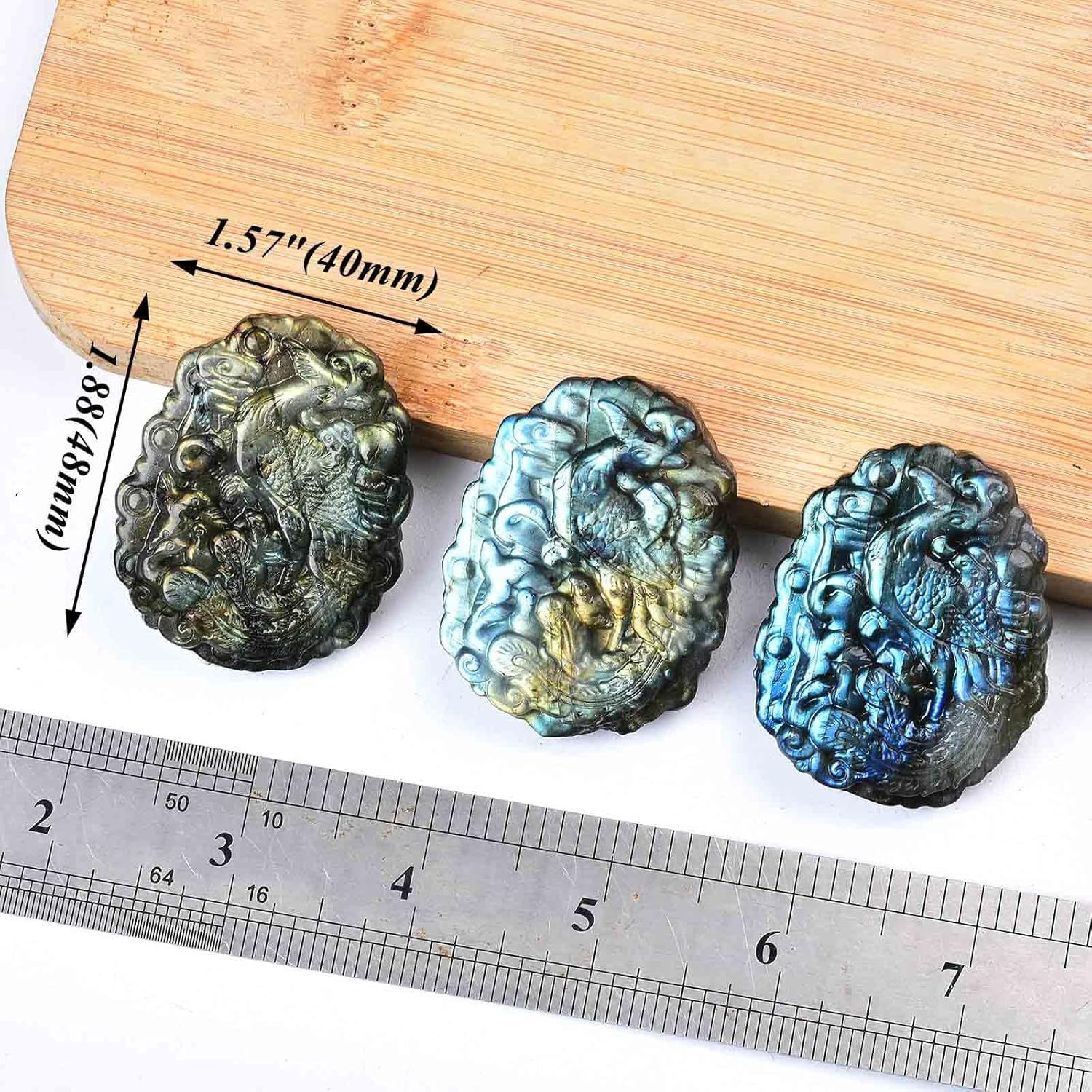 AMOYSTONE Labradorite Healing Palm Stone for Jewelry and Decoration