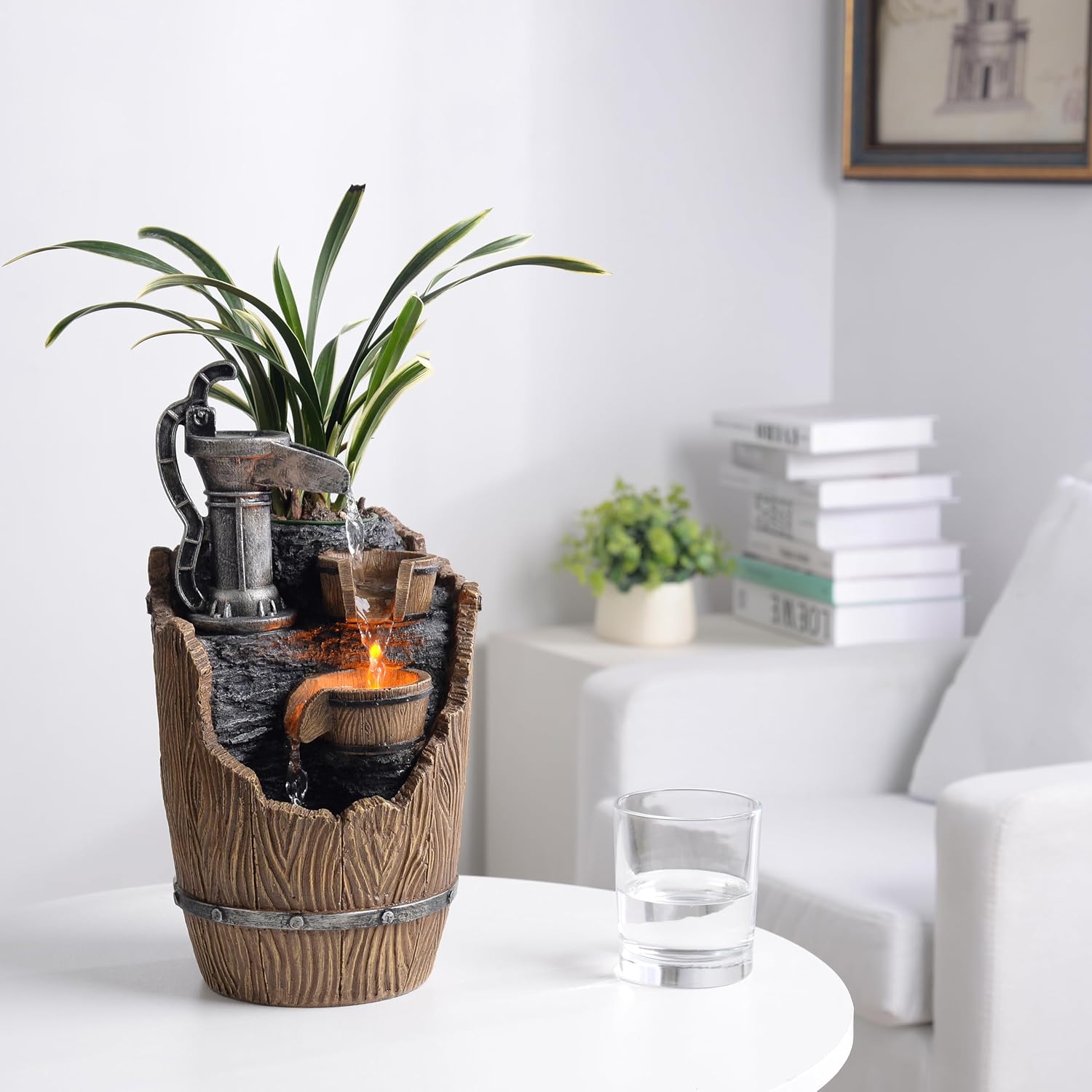 Tabletop Fountain with LED Lights for Relaxation and Air Purification