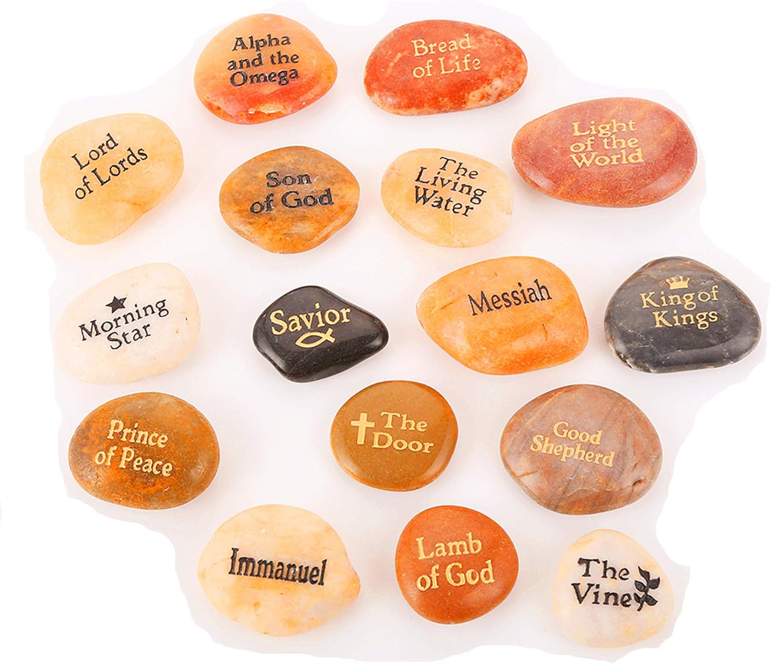 16PCS Names of Jesus Christ Engraved Stones