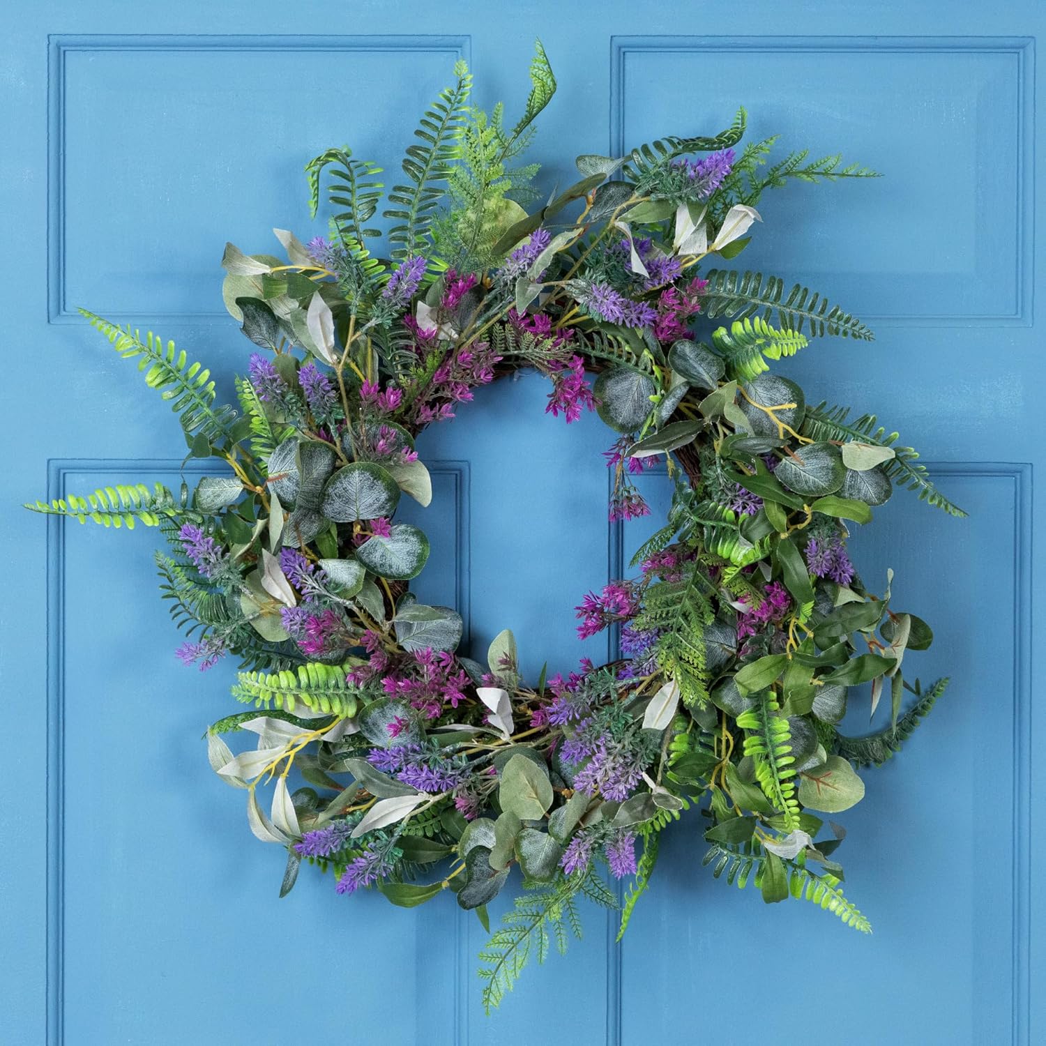 Northlight Lavender and Mixed Foliage Artificial Floral Wreath 22 Inch