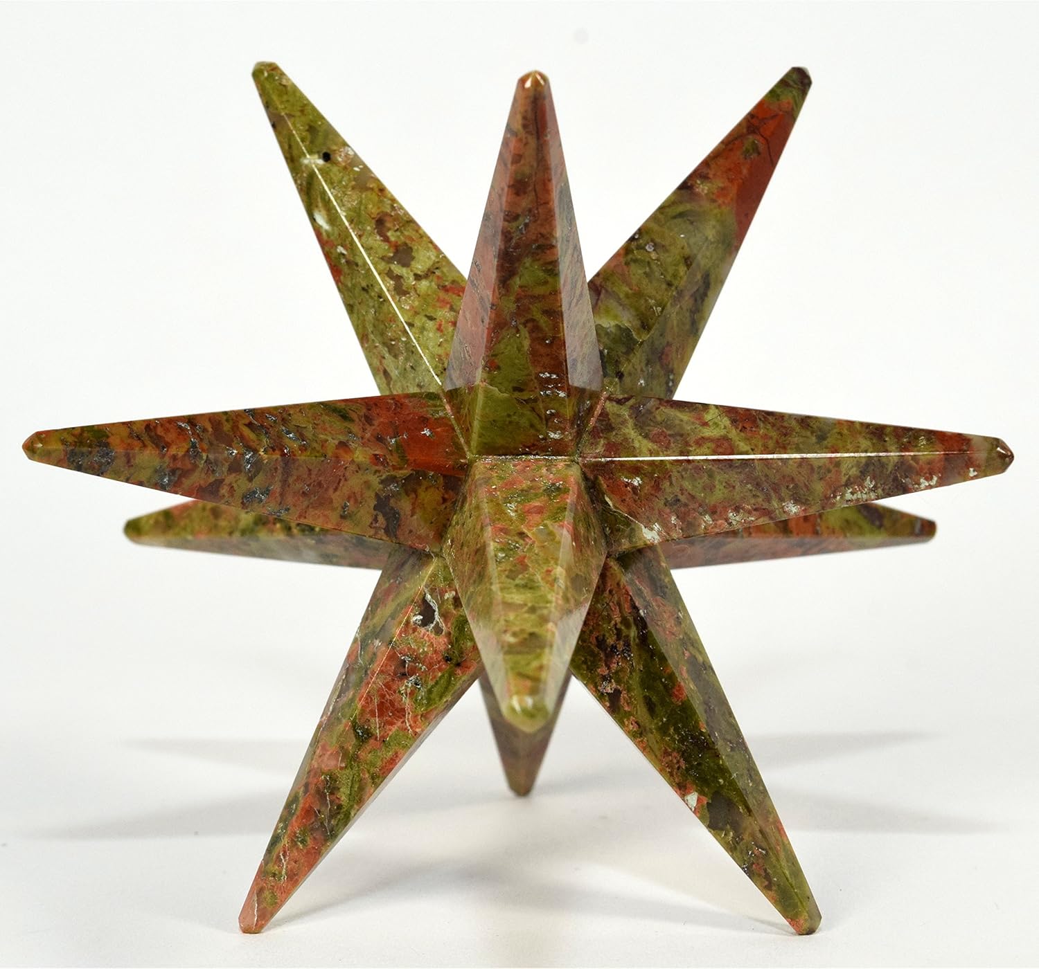 HC Set 34 Inch Unakite Merkaba Star with Clear Quartz Cabochon