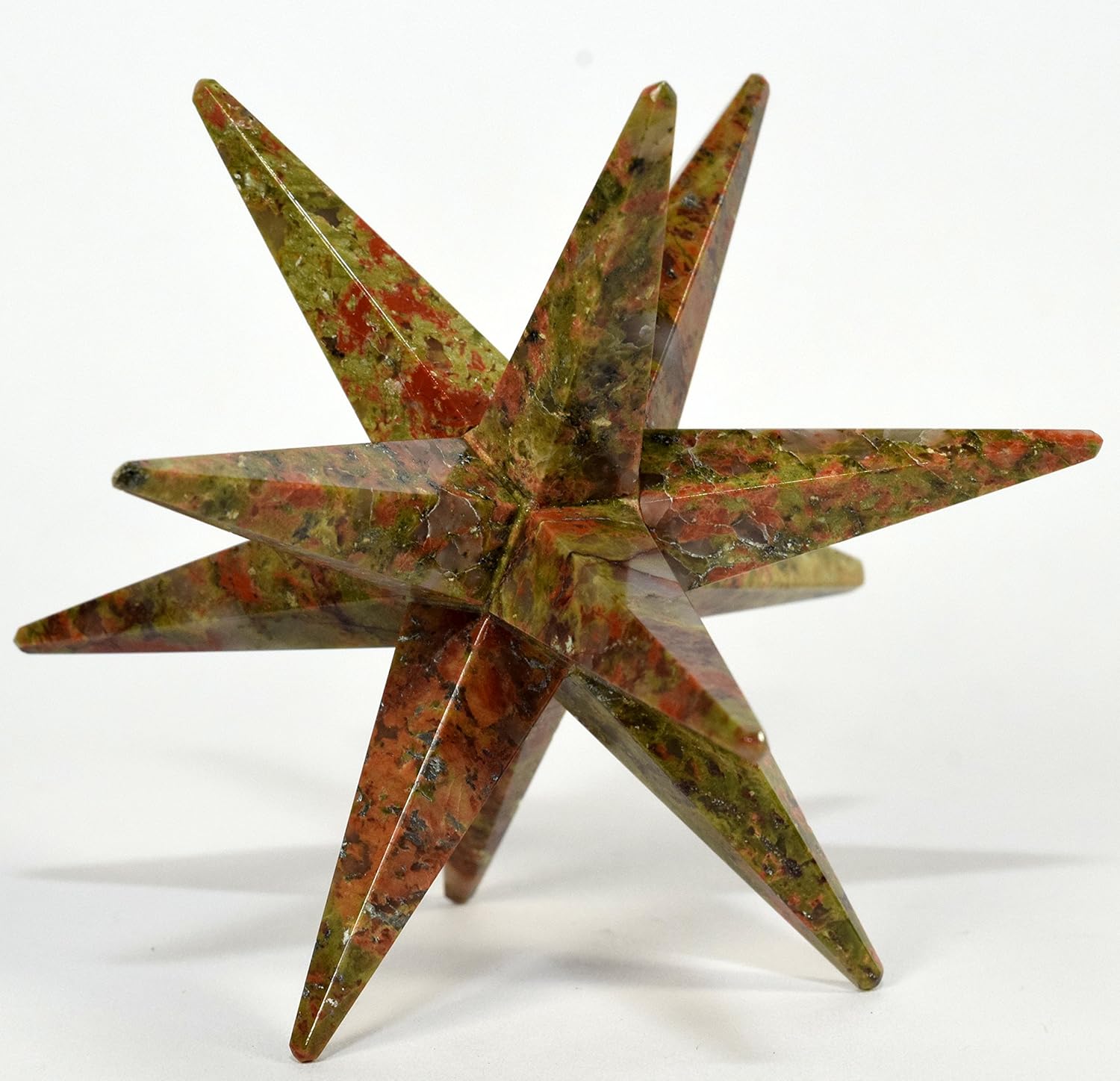 HC Set 34 Inch Unakite Merkaba Star with Clear Quartz Cabochon