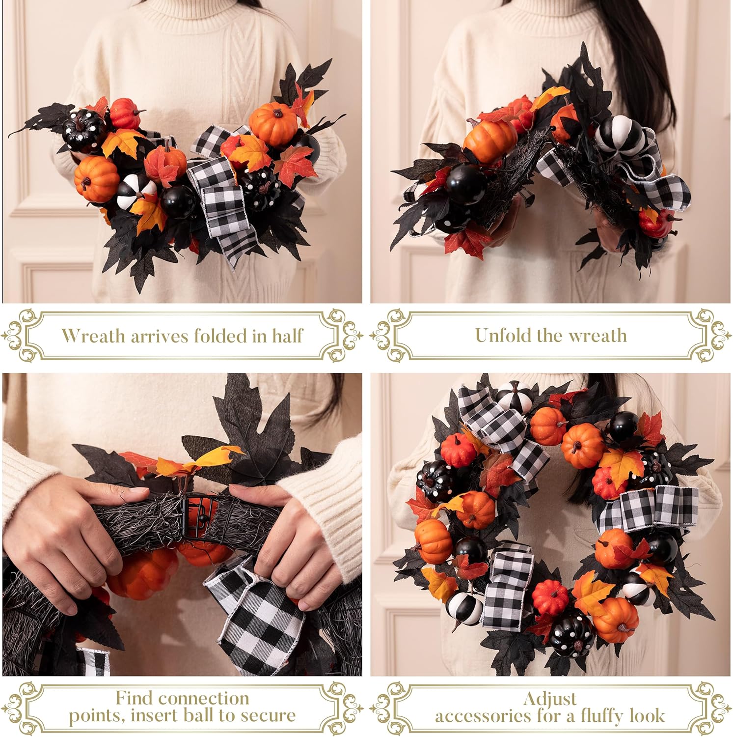 Valery Madelyn 24 Inch Collapsible Halloween Wreath with Lights