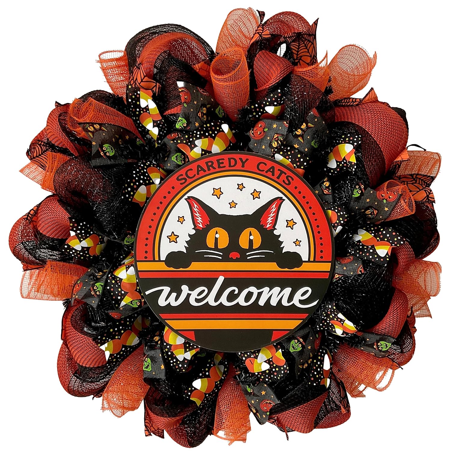 Scaredy Cats Welcome Halloween Wreath