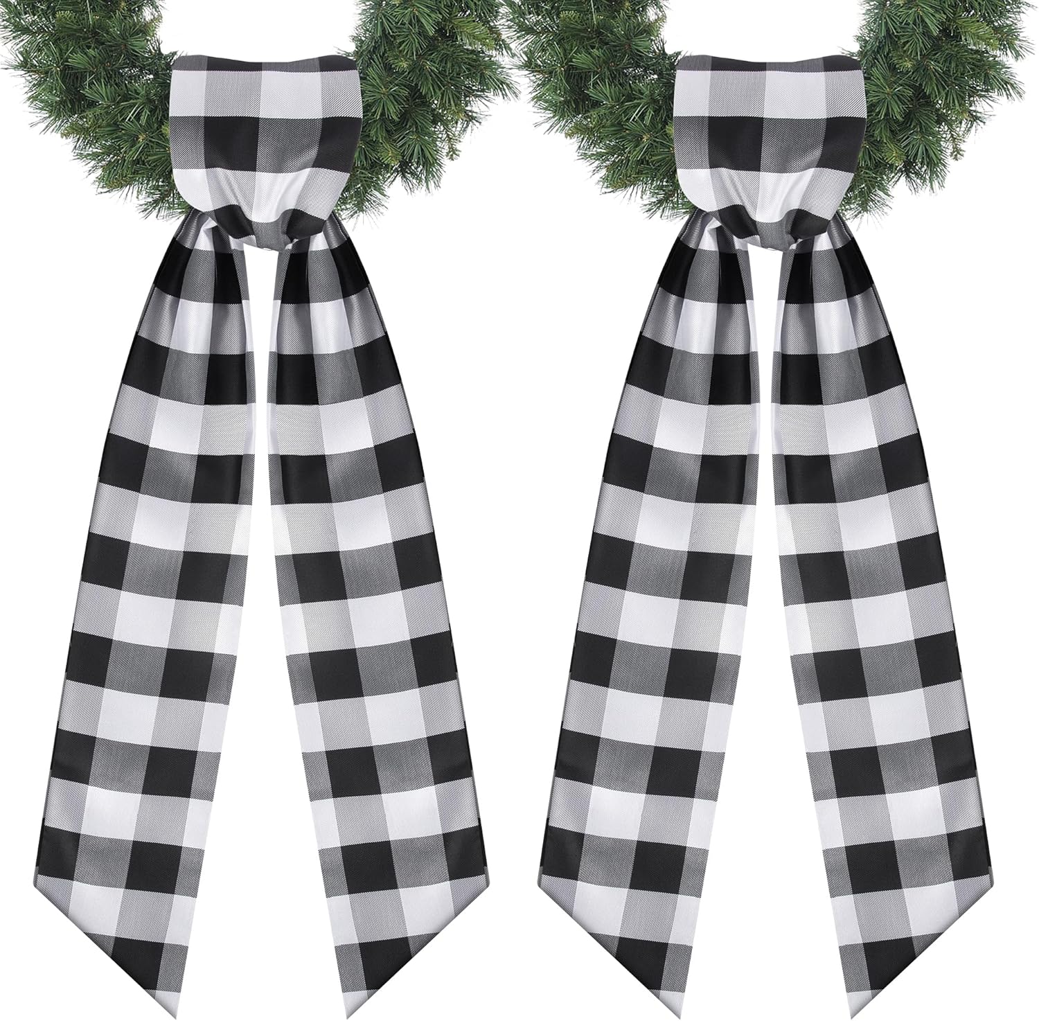RunNico 2 Pack Plaid Door Wreath Sash