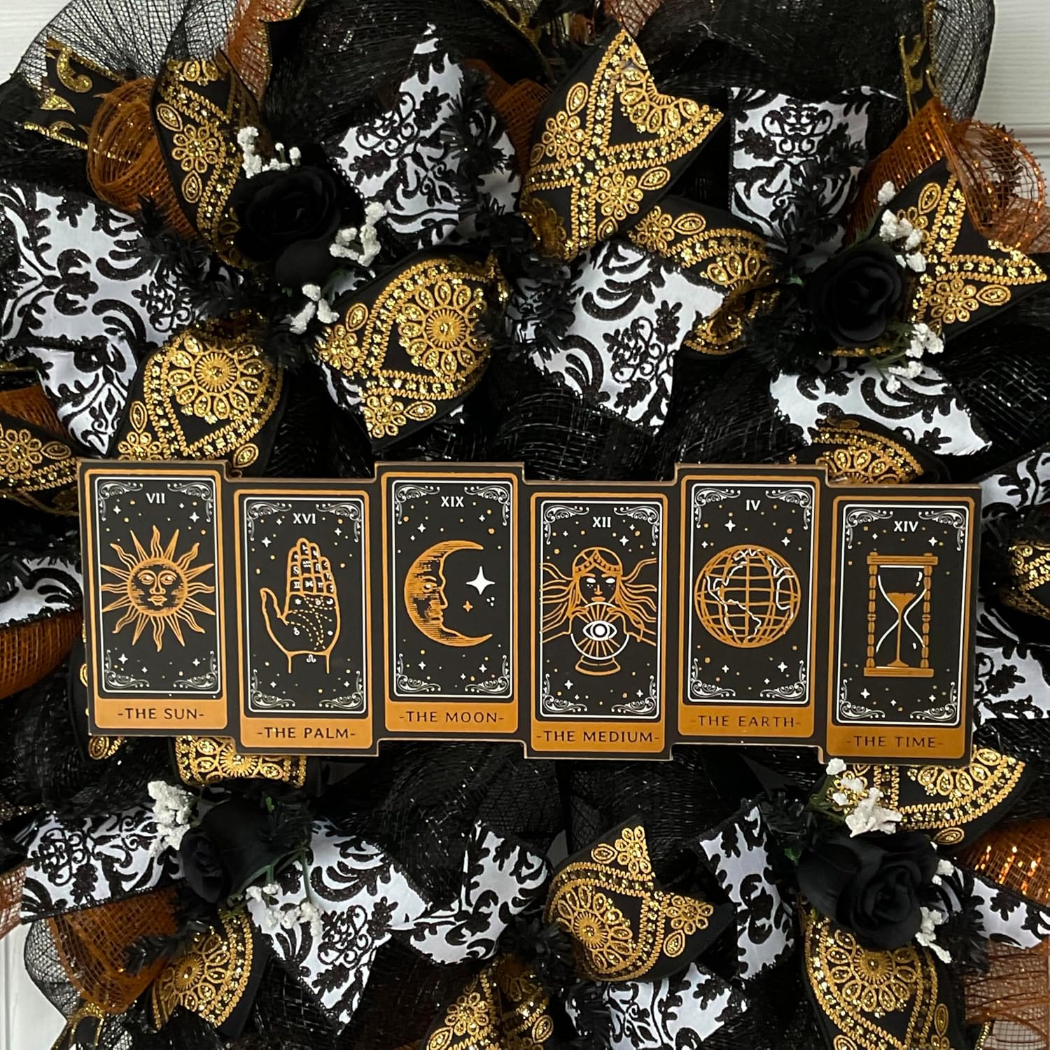 Wood Tarot Card Halloween Wreath 24 or 28 Inches
