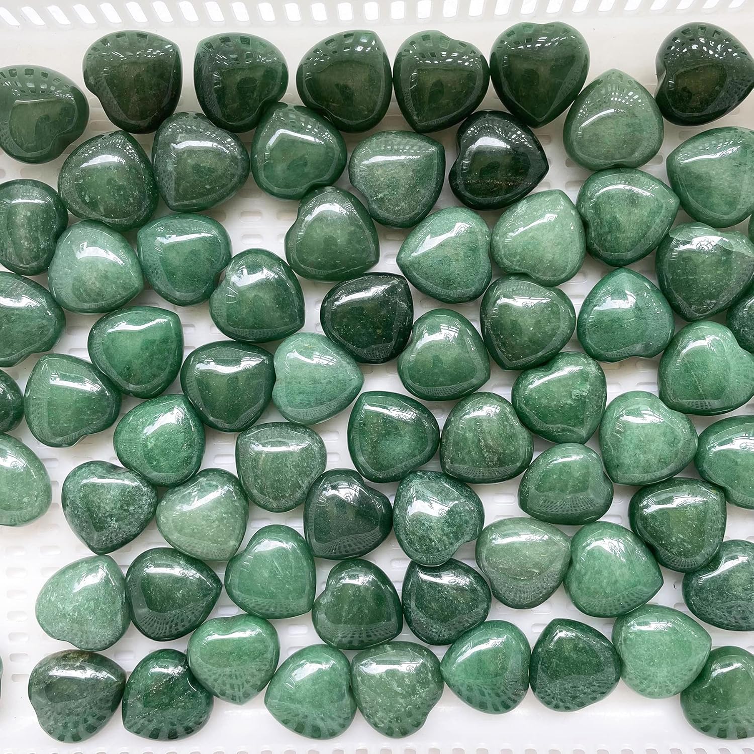 Fekuar 4Pcs Natural Green Aventurine Heart Pocket Stone Set