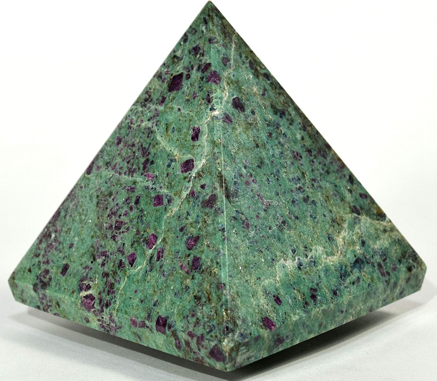 HC Set Ruby Fuchsite Pyramid with Blue Kyanite and Clear Quartz Cabochon