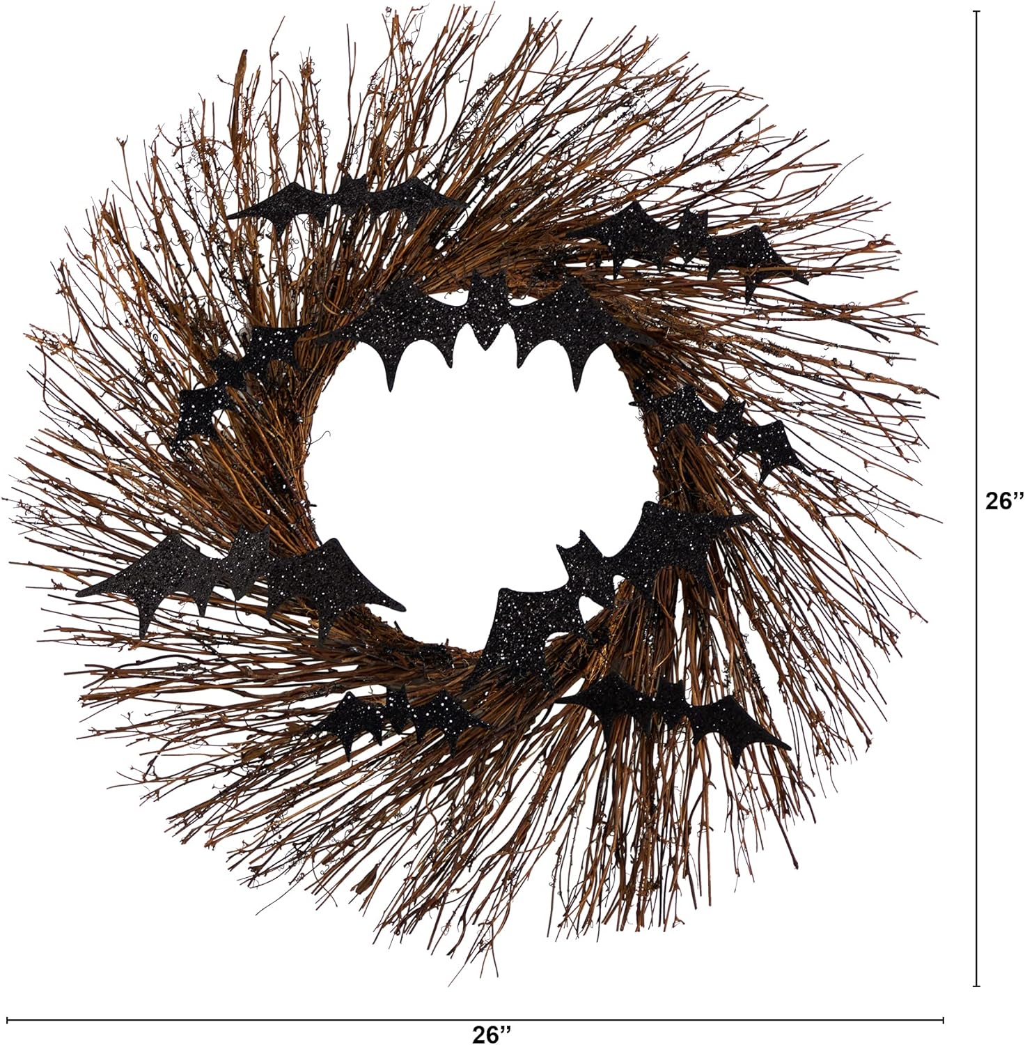 Nearly Natural 26in Halloween Bats Twig Wreath