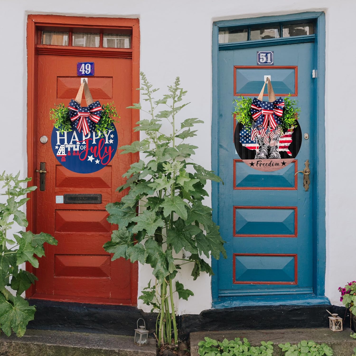 4th of July Patriotic Door Wreath Sign