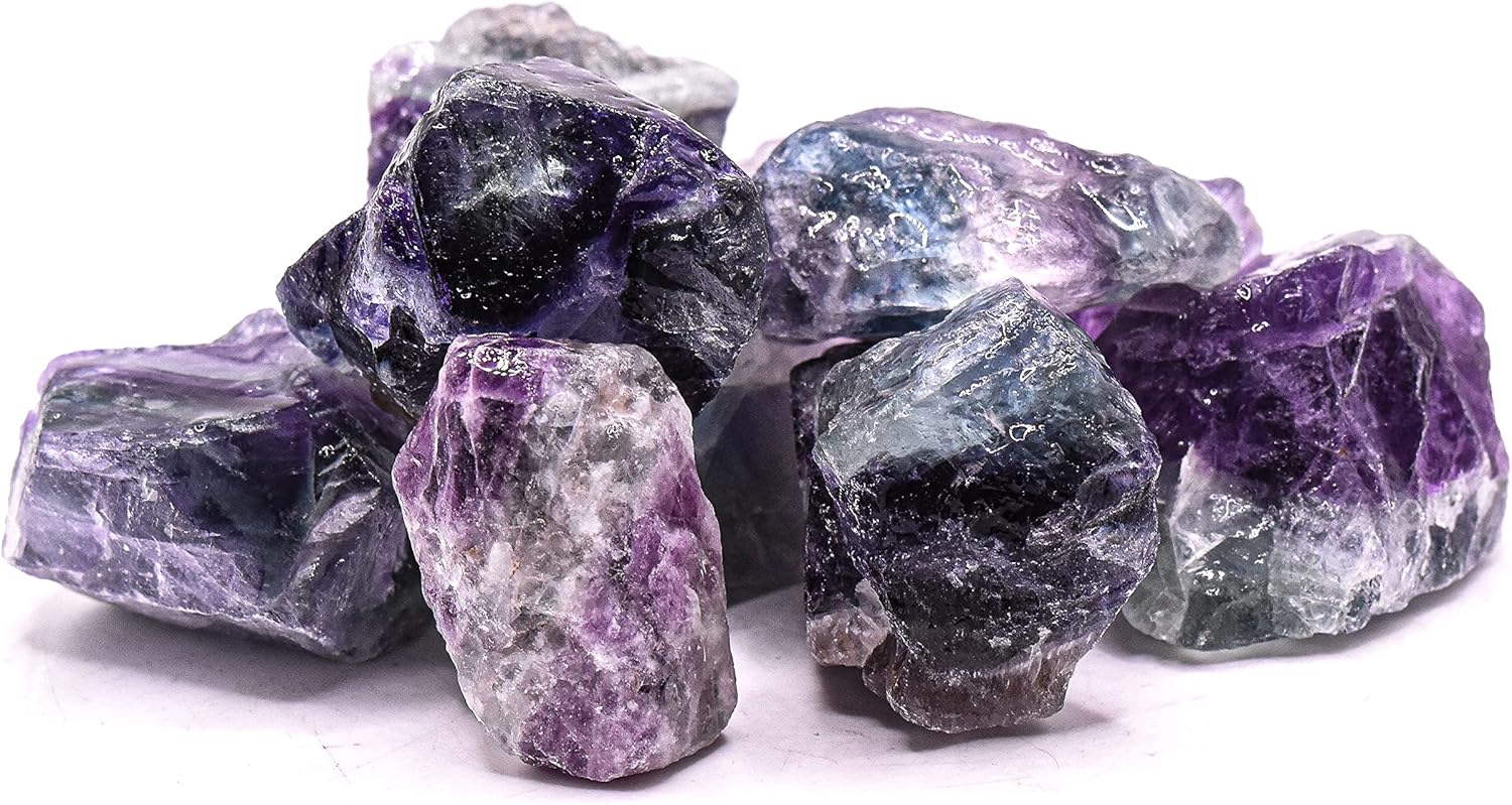 1lb Multicolor Fluorite Rough Stones for Tumbling and Polishing