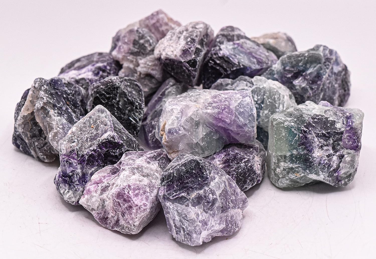 1lb Multicolor Fluorite Rough Stones for Tumbling and Polishing