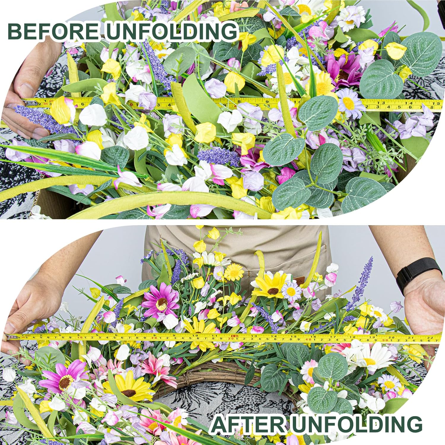 22 Inches Colorful Wildflower Wreath for Front Door