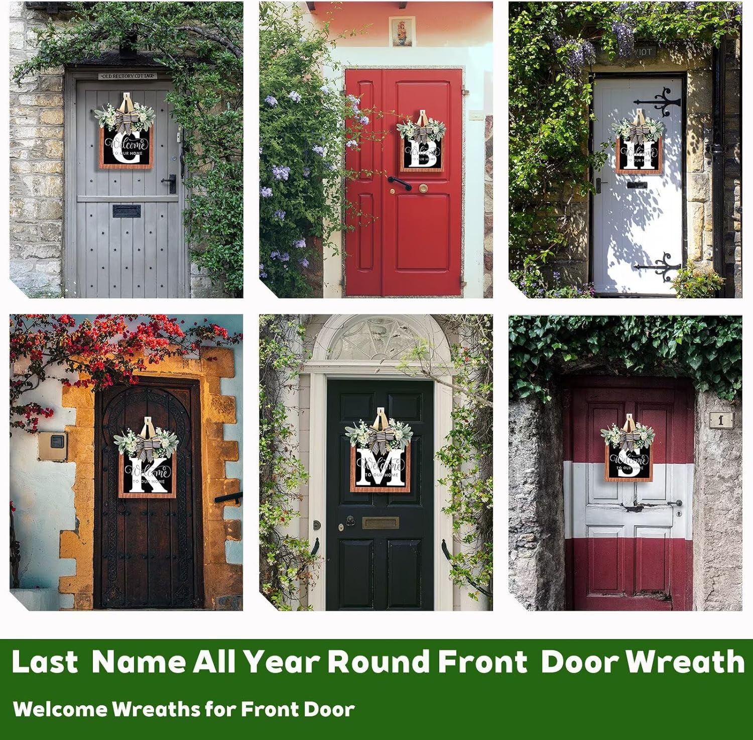 Custom Last Name Welcome Door Wreath 14 Inch