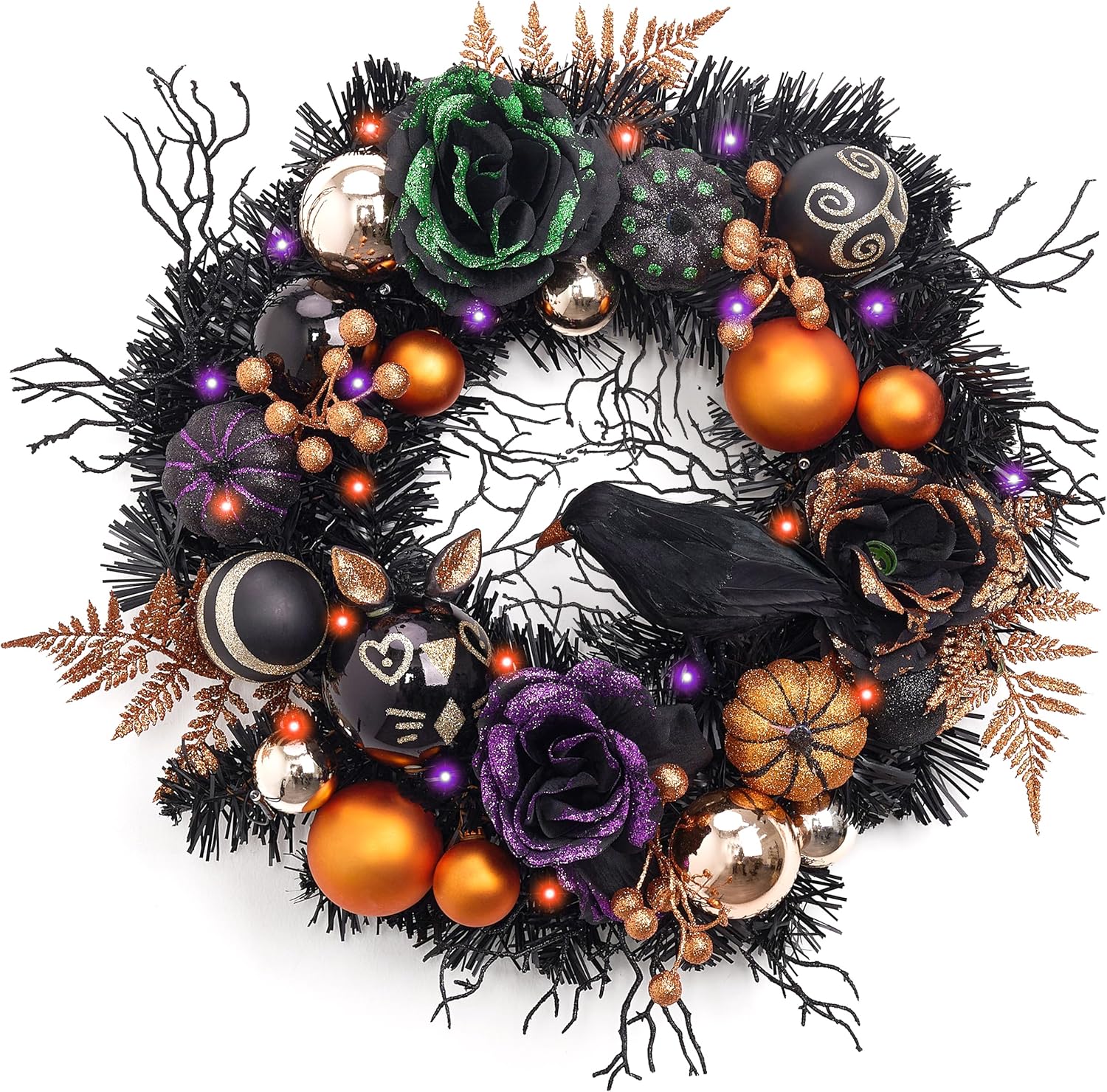 Valery Madelyn 18 Inch Pre-Lit Halloween Wreath with Lights