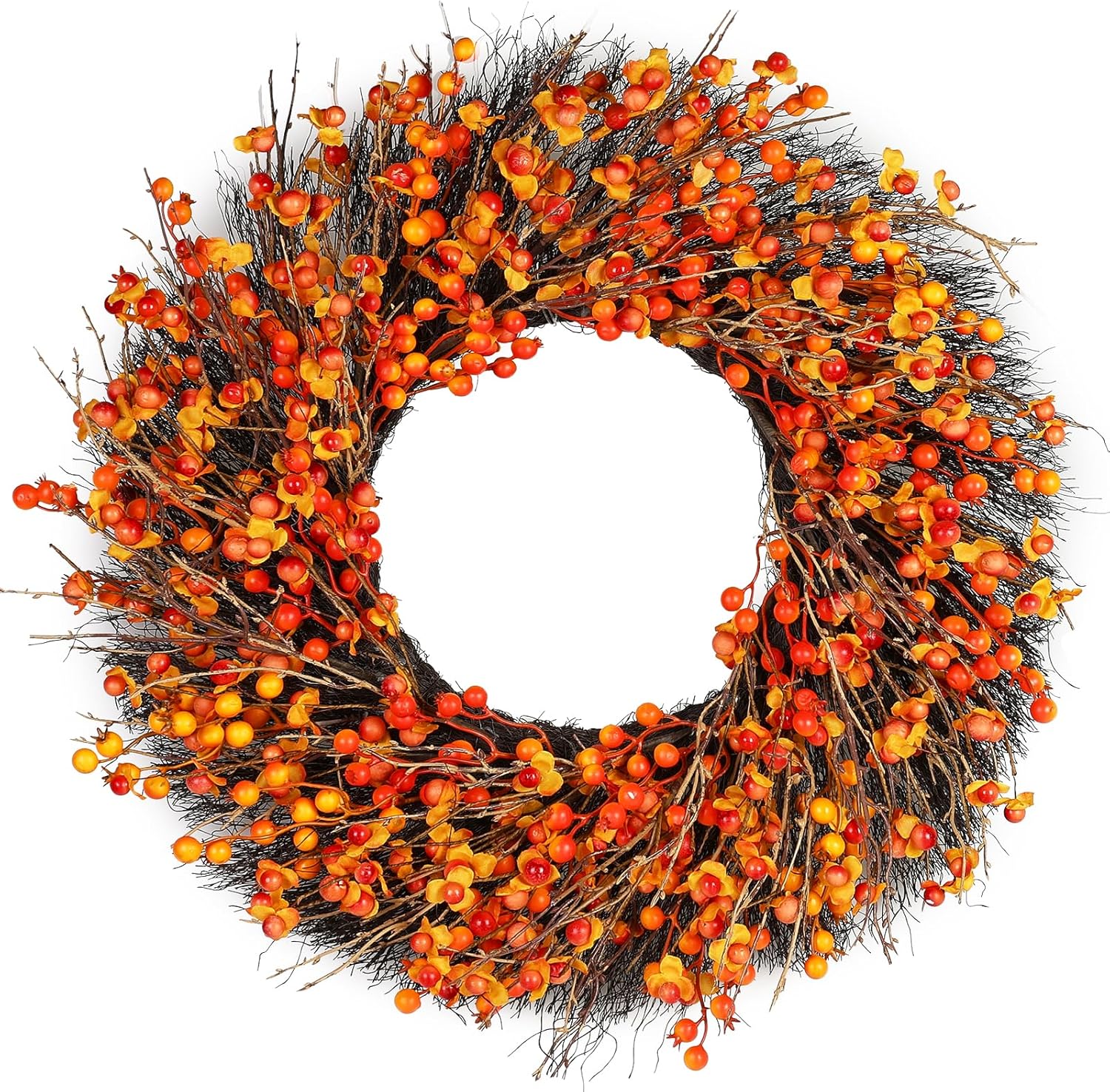 24 Inch Fall Wreath with Berry Accents for Front Door