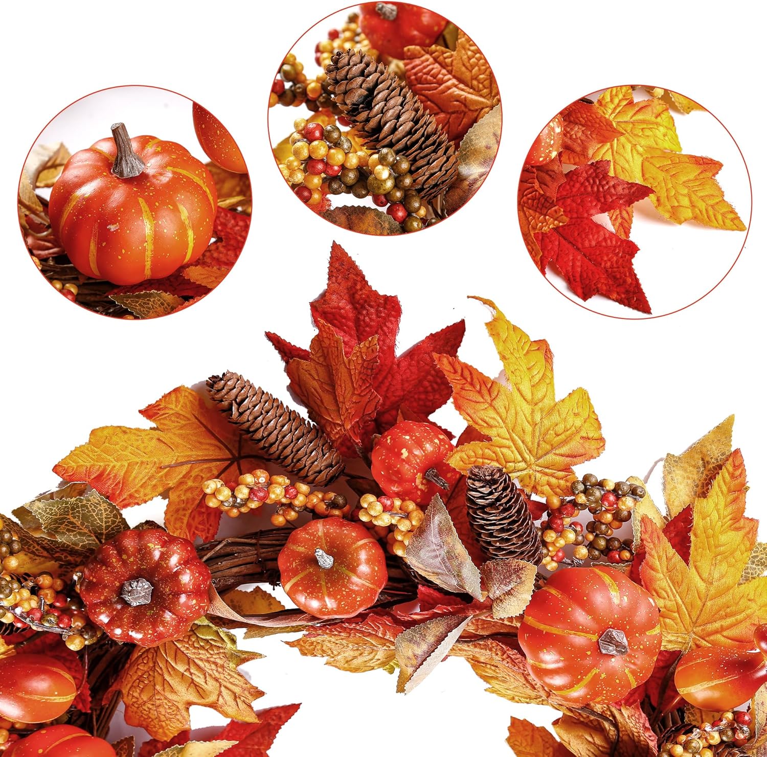 Sggvecsy 18 Inch Artificial Fall Wreath