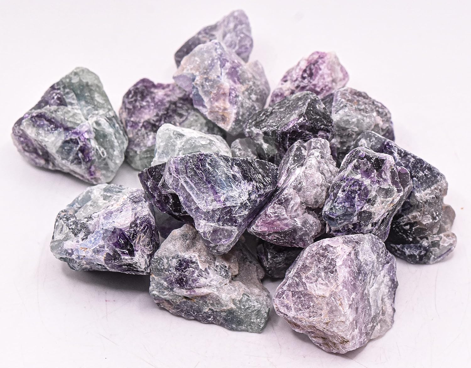 1lb Multicolor Fluorite Rough Stones for Tumbling and Polishing