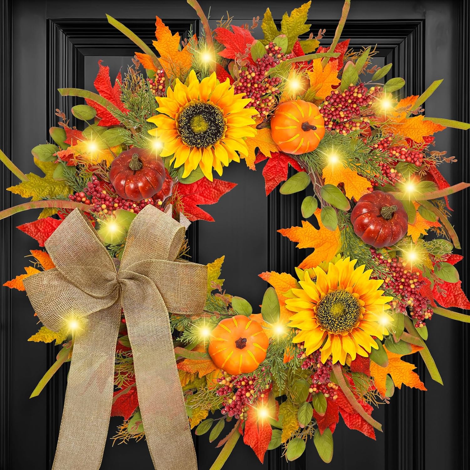 ICX 24-26 Inch Fall Wreath with Lights