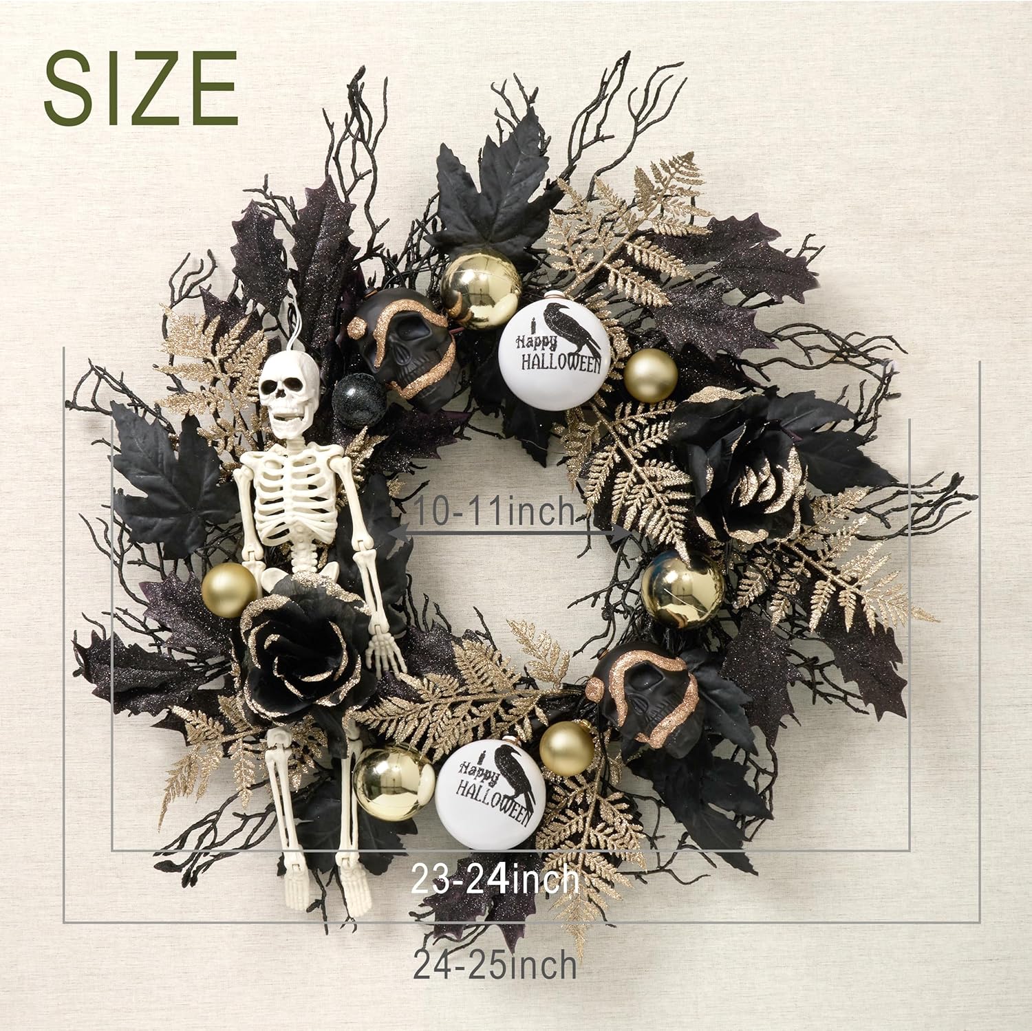Collapsible Halloween Door Wreath with LED Lights