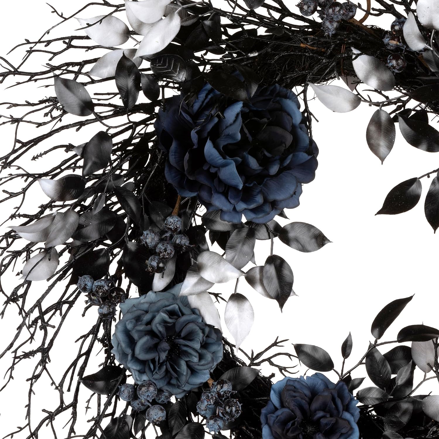 National Tree Company Artificial Black Wreath with Roses 24 Inch