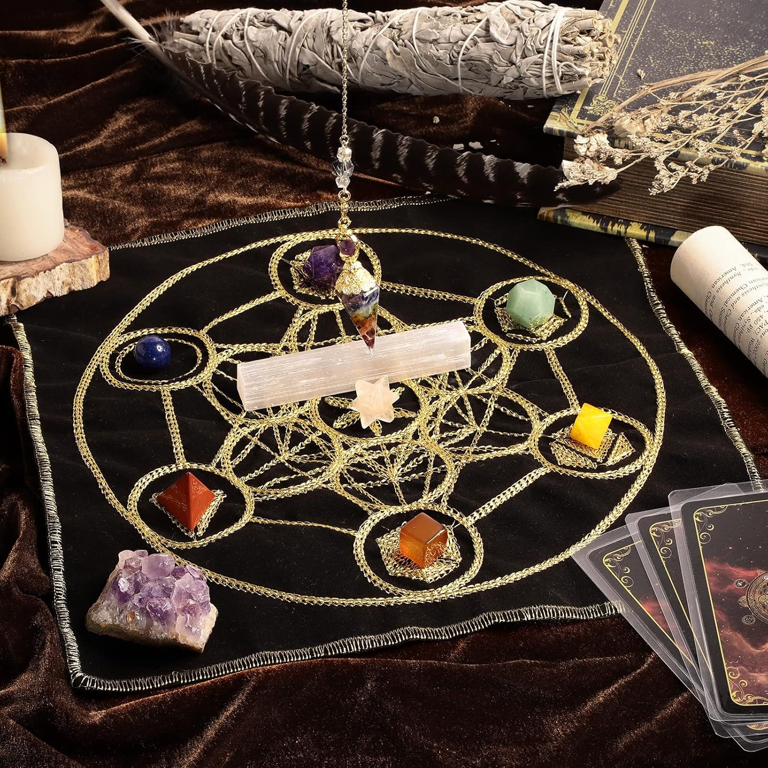 Rockcloud Healing Stone Totem Energy Mat Meditation Kit for Beginners