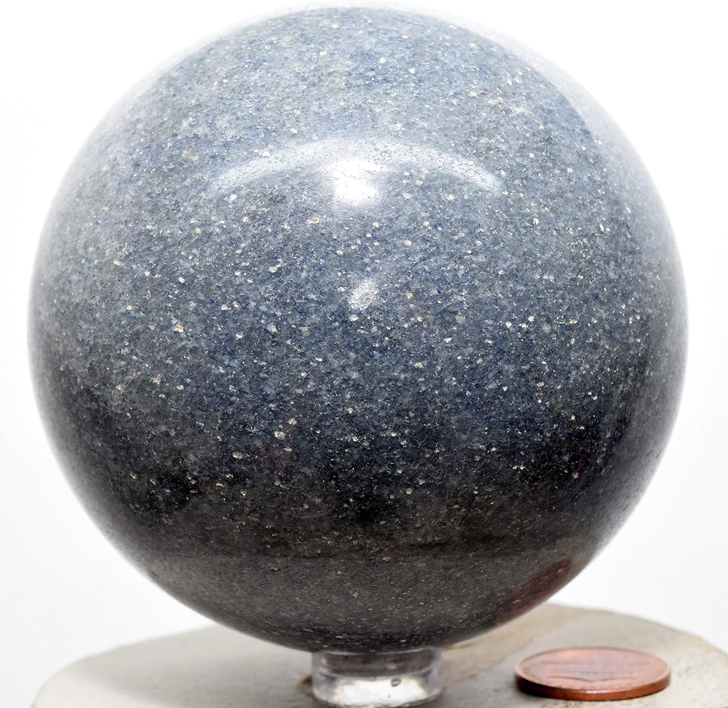 HQRP 31 Inch 15lb Blue Dumortierite Sphere Natural Decor Gemstone with Stand