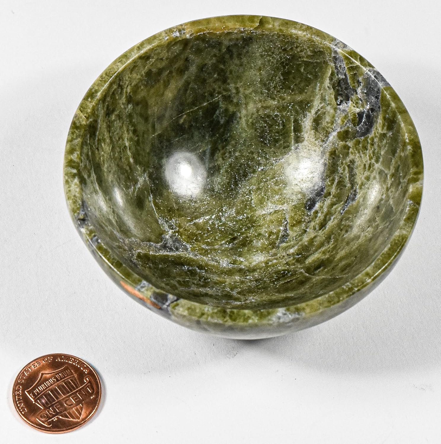 HQRP 75mm Vesuvianite Gemstone Bowl Natural Green