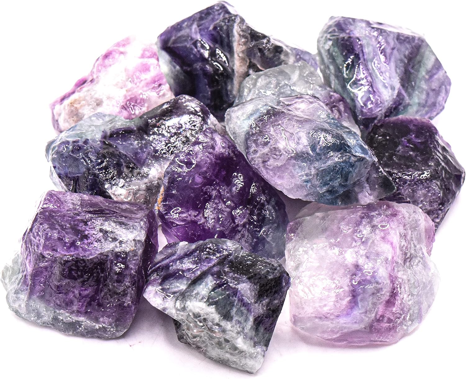 1lb Multicolor Fluorite Rough Stones for Tumbling and Polishing