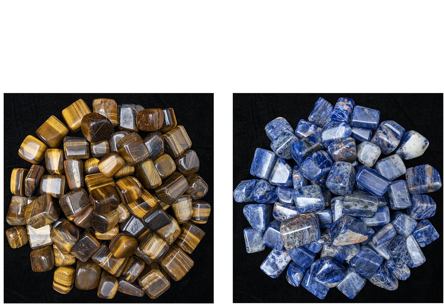 ZAICUS 1lb Tiger Eye and Sodalite Tumbled Stones for Decor and Jewelry