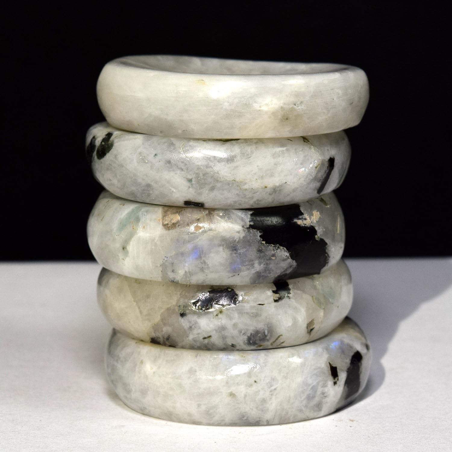 HQRP 35mm Rainbow Moonstone Stand for Sphere Egg Sparkling Worry Stone