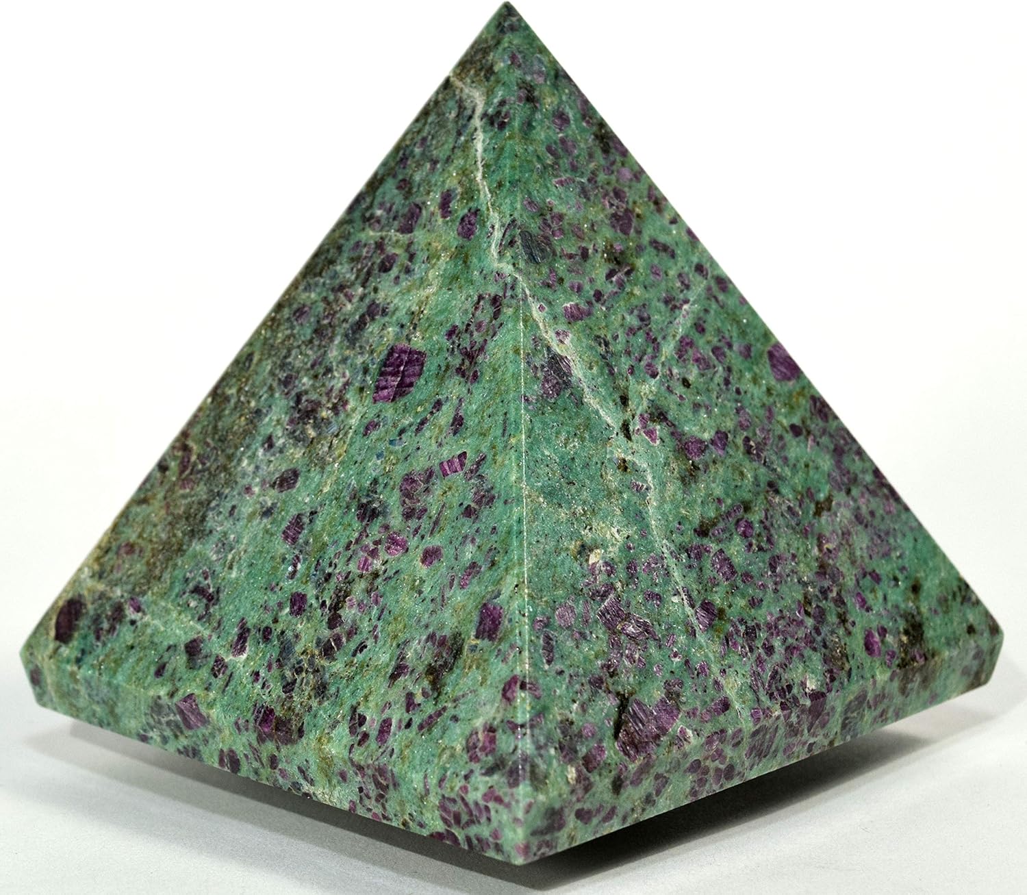 HC Set Ruby Fuchsite Pyramid with Blue Kyanite and Clear Quartz Cabochon