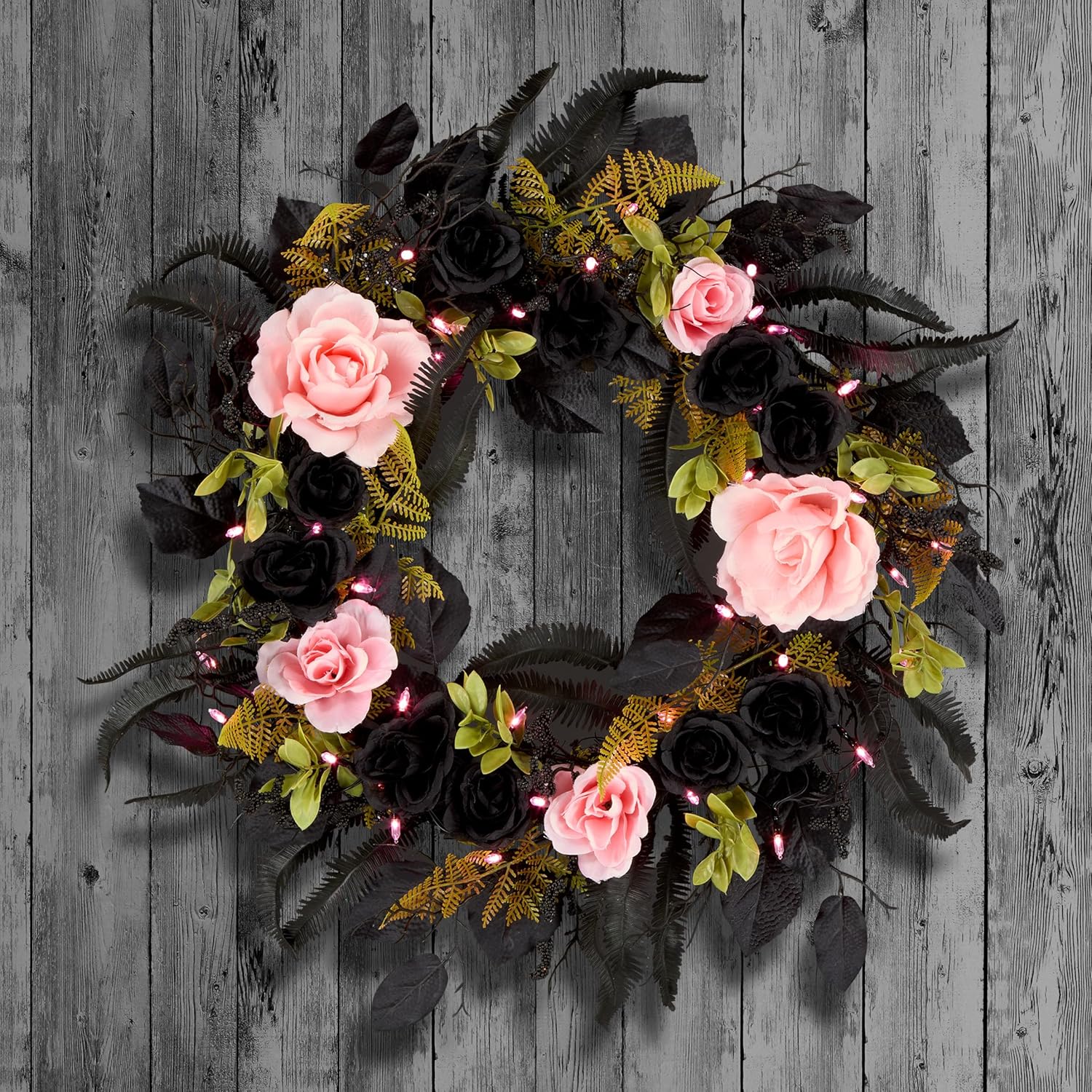 National Tree Company 24 Inch Artificial Halloween Wreath with LED Lights
