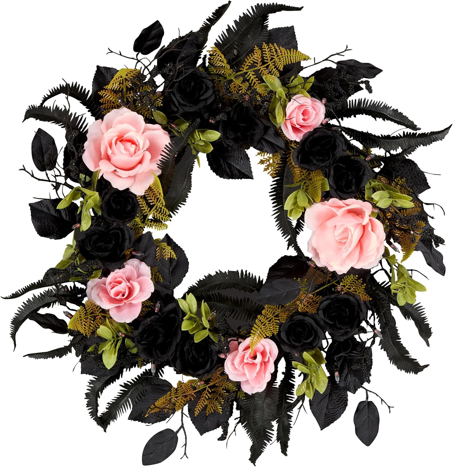 National Tree Company 24 Inch Artificial Halloween Wreath with LED Lights