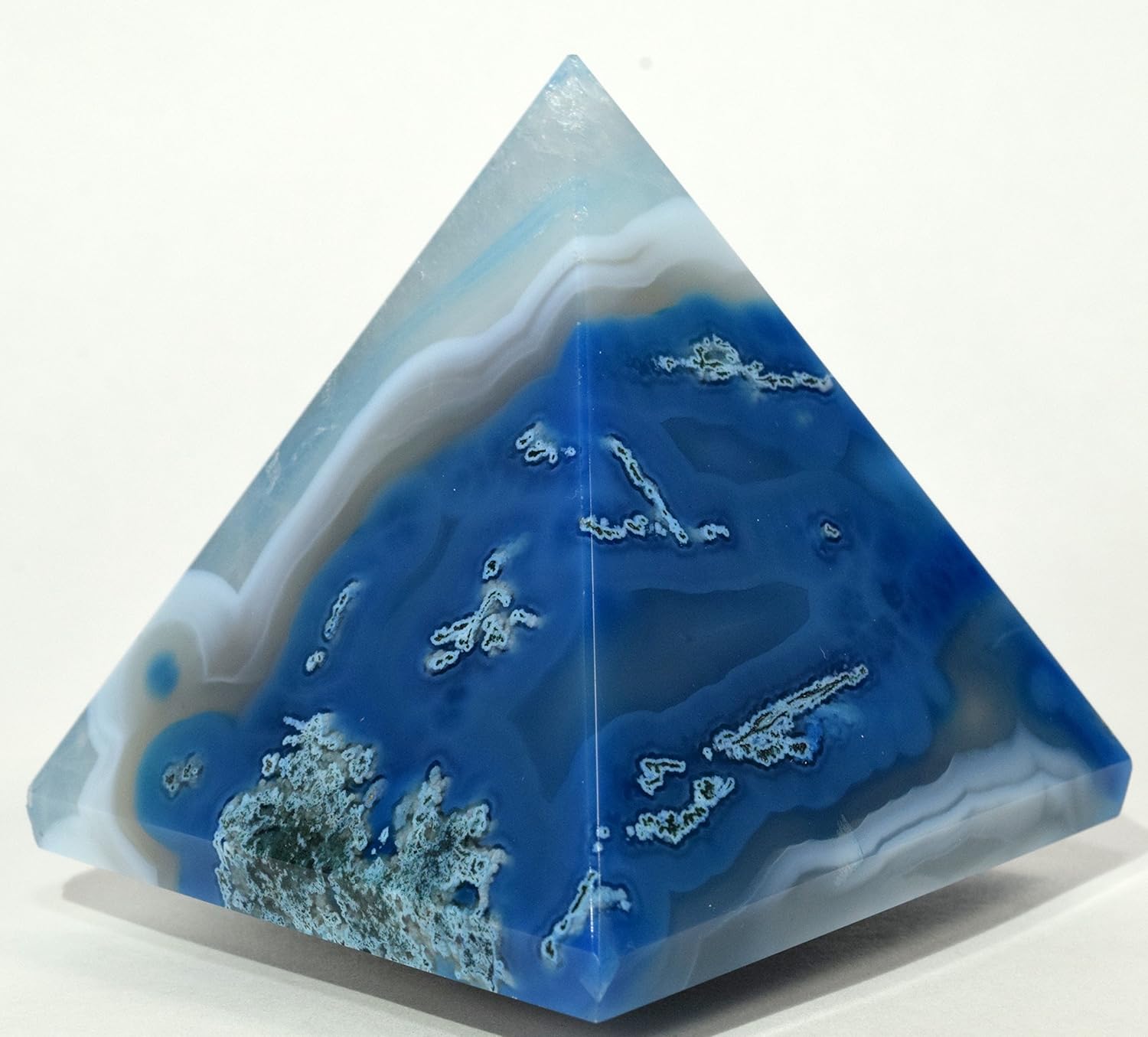 HQRP HC Set Rich Blue Agate Pyramid Clear Quartz Cabochon Decor Stones