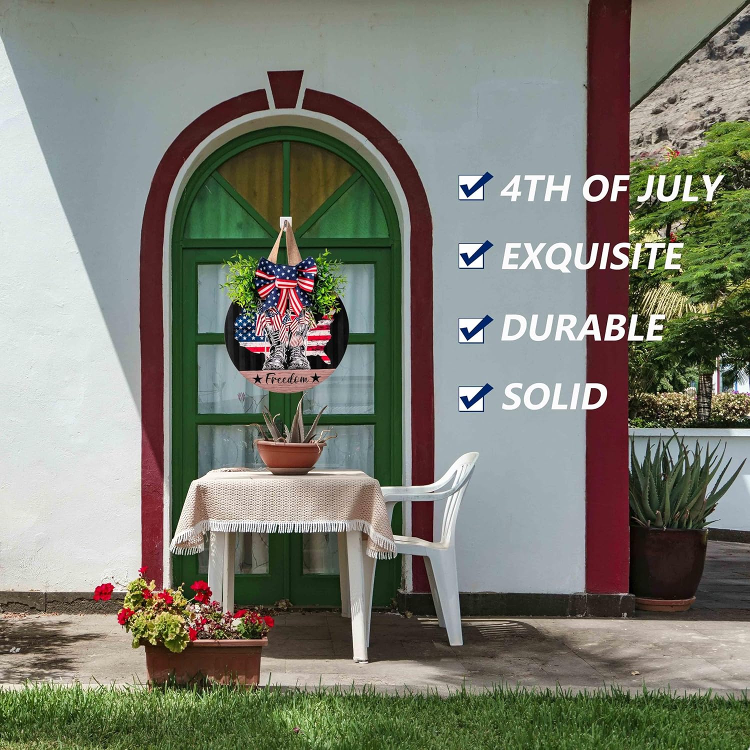 4th of July Patriotic Door Wreath Sign