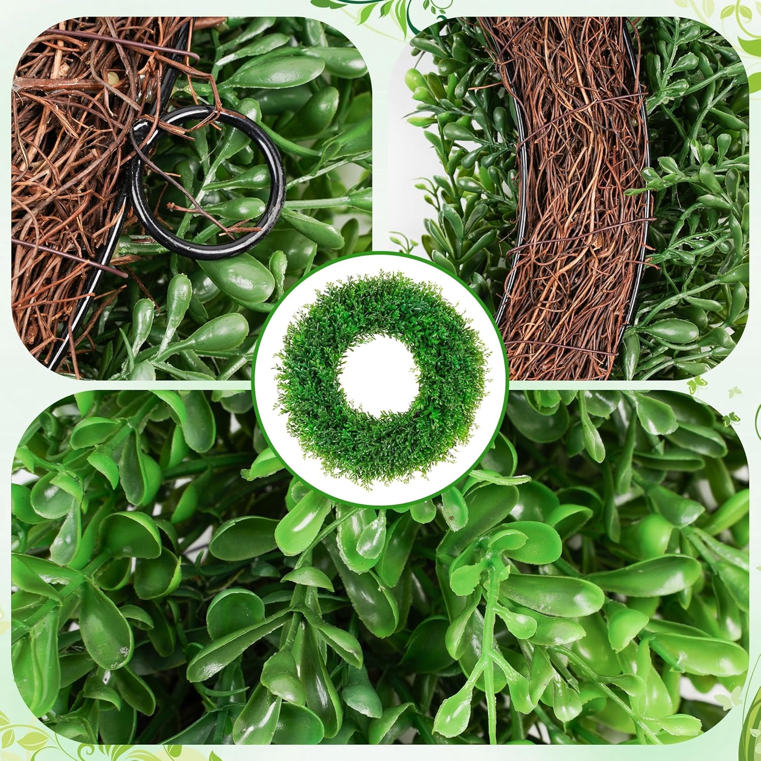 22 Inch Artificial Boxwood Wreath Decor for Front Door and More