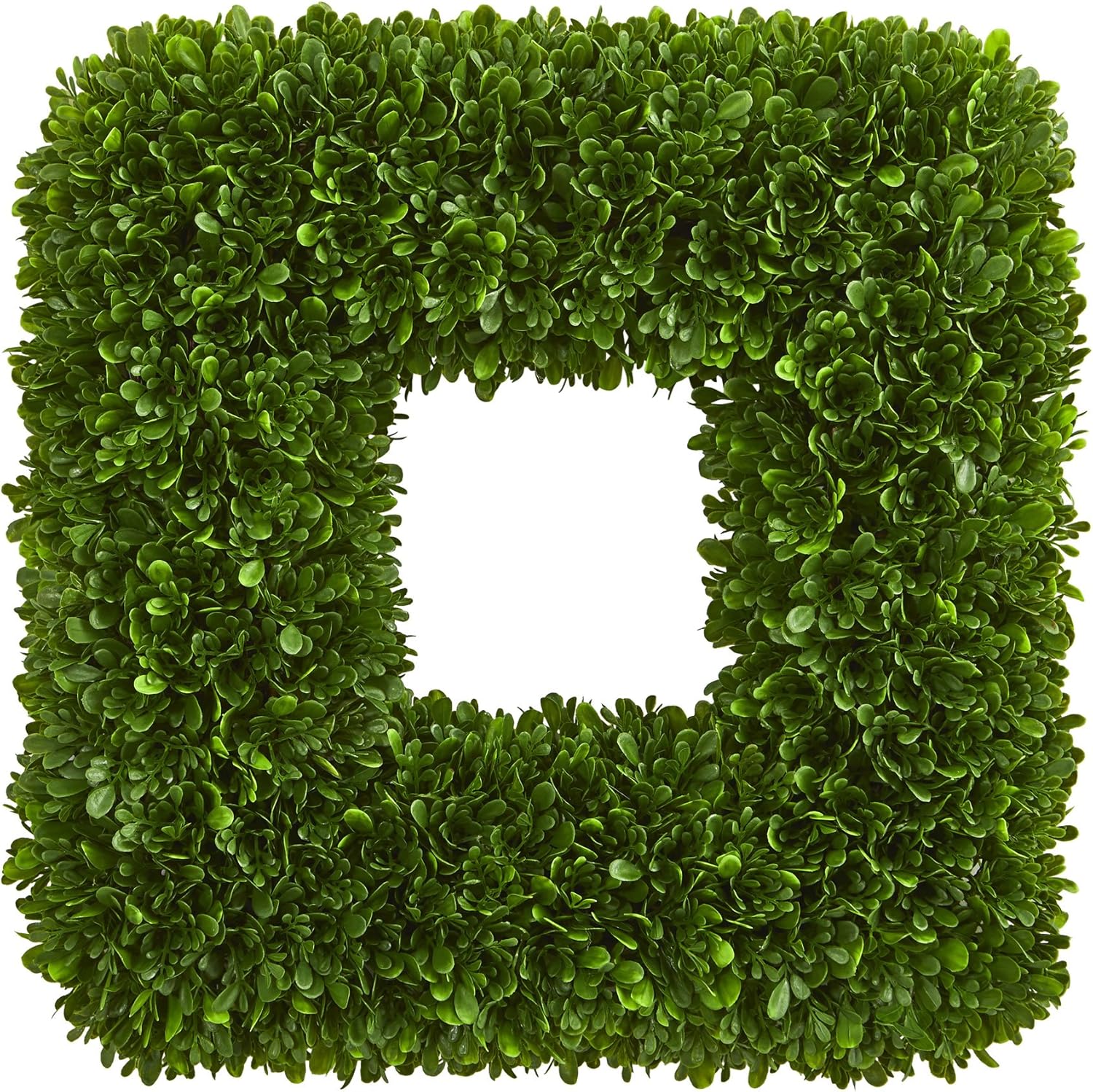 Nearly Natural 17 Inch Tea Leaf Square Wreath Green