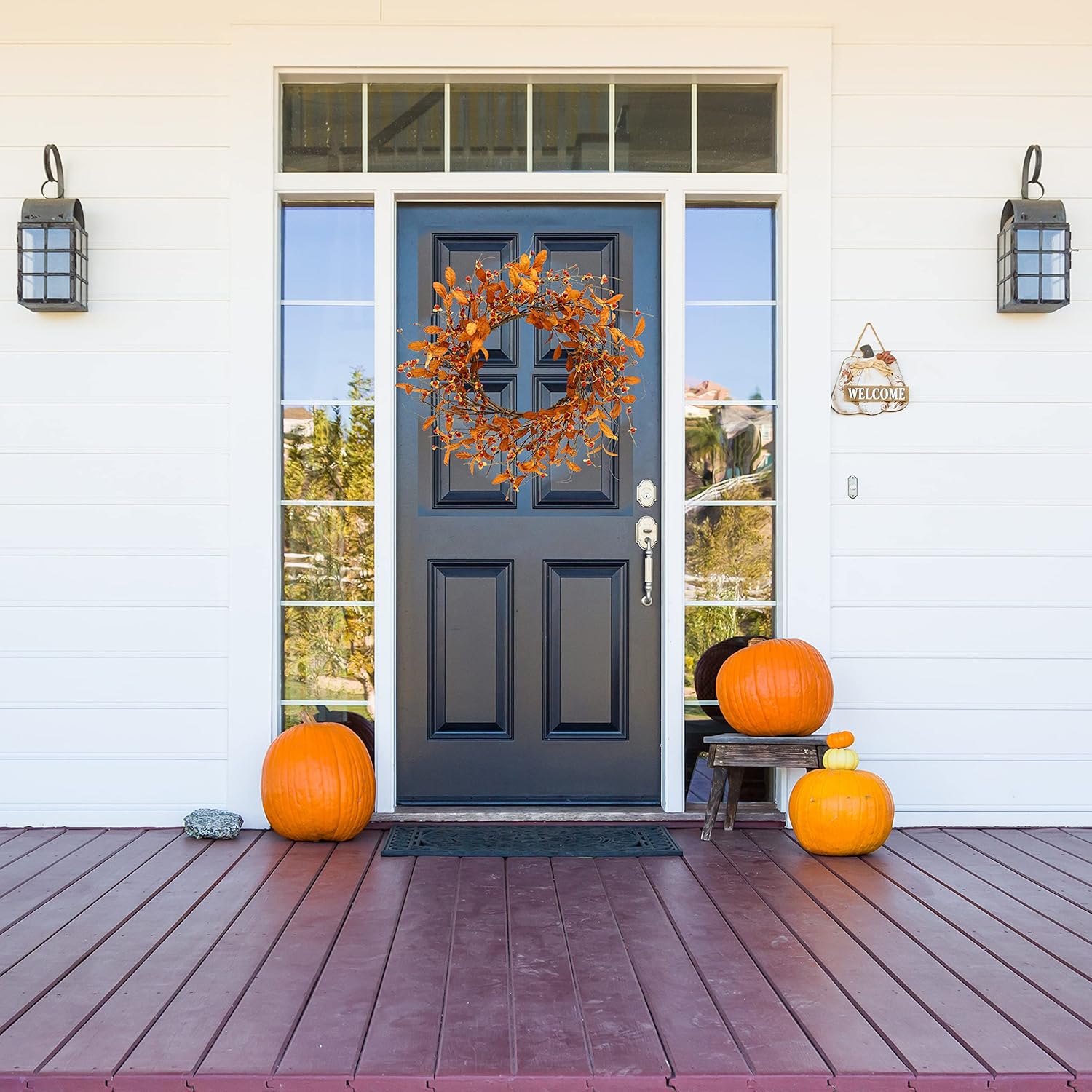 Autumn Wreath for Front Door with Bitter Sweet Berries