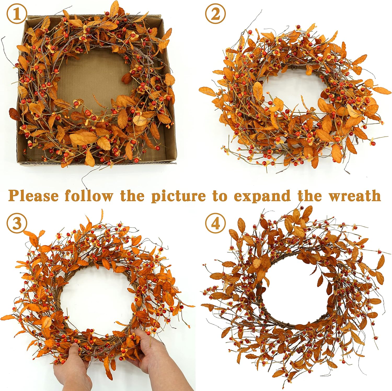 Autumn Wreath for Front Door with Bitter Sweet Berries