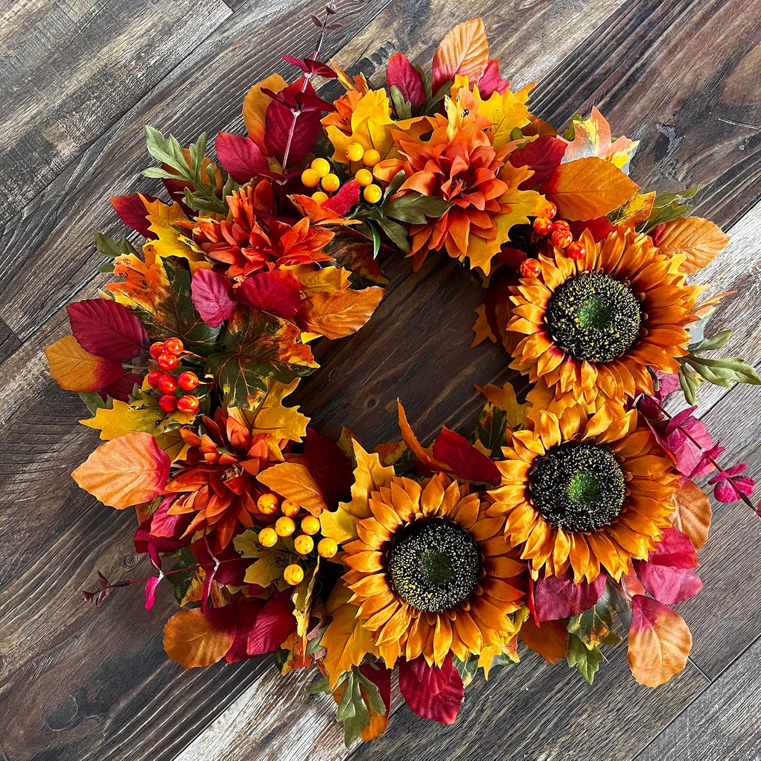 Tokcare 20 Inch Fall Wreath for Front Door