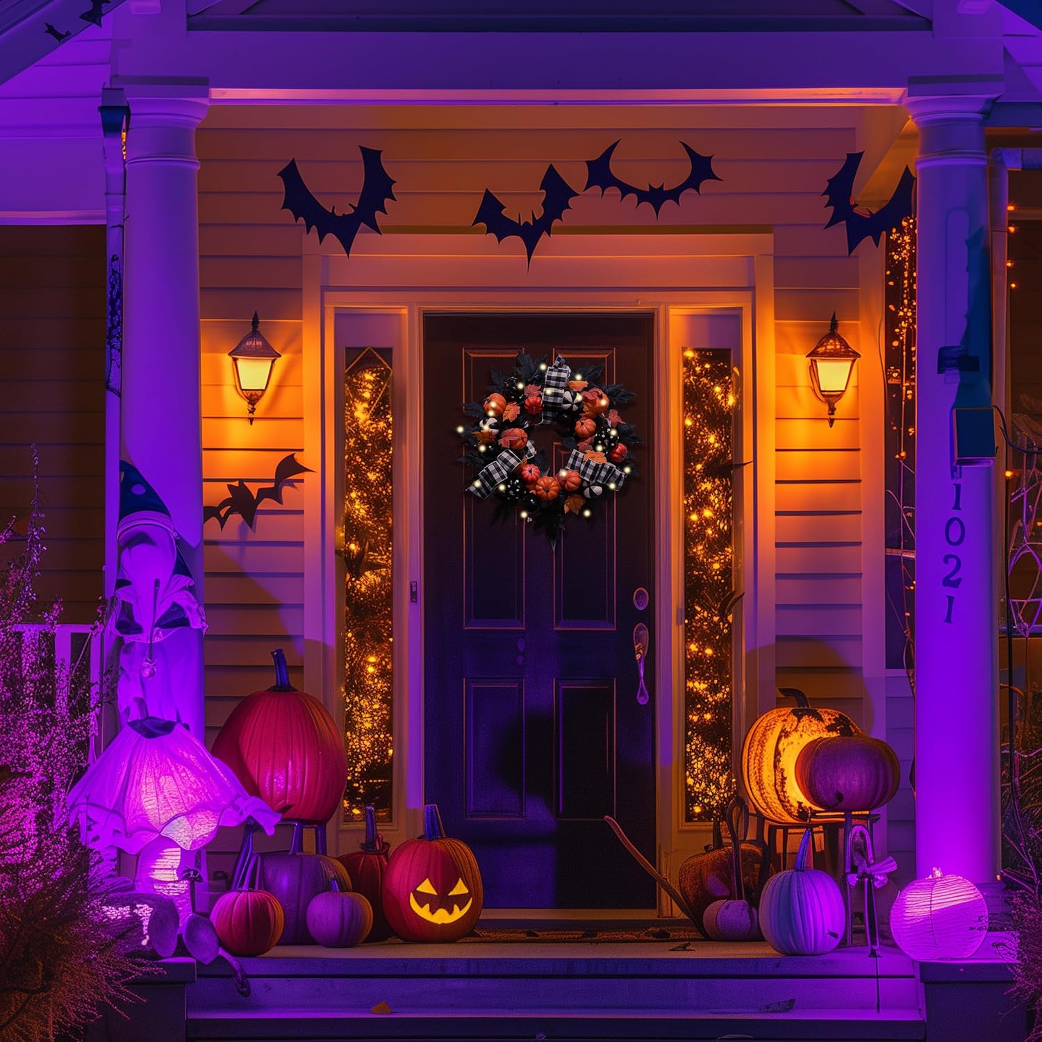 Valery Madelyn 24 Inch Collapsible Halloween Wreath with Lights