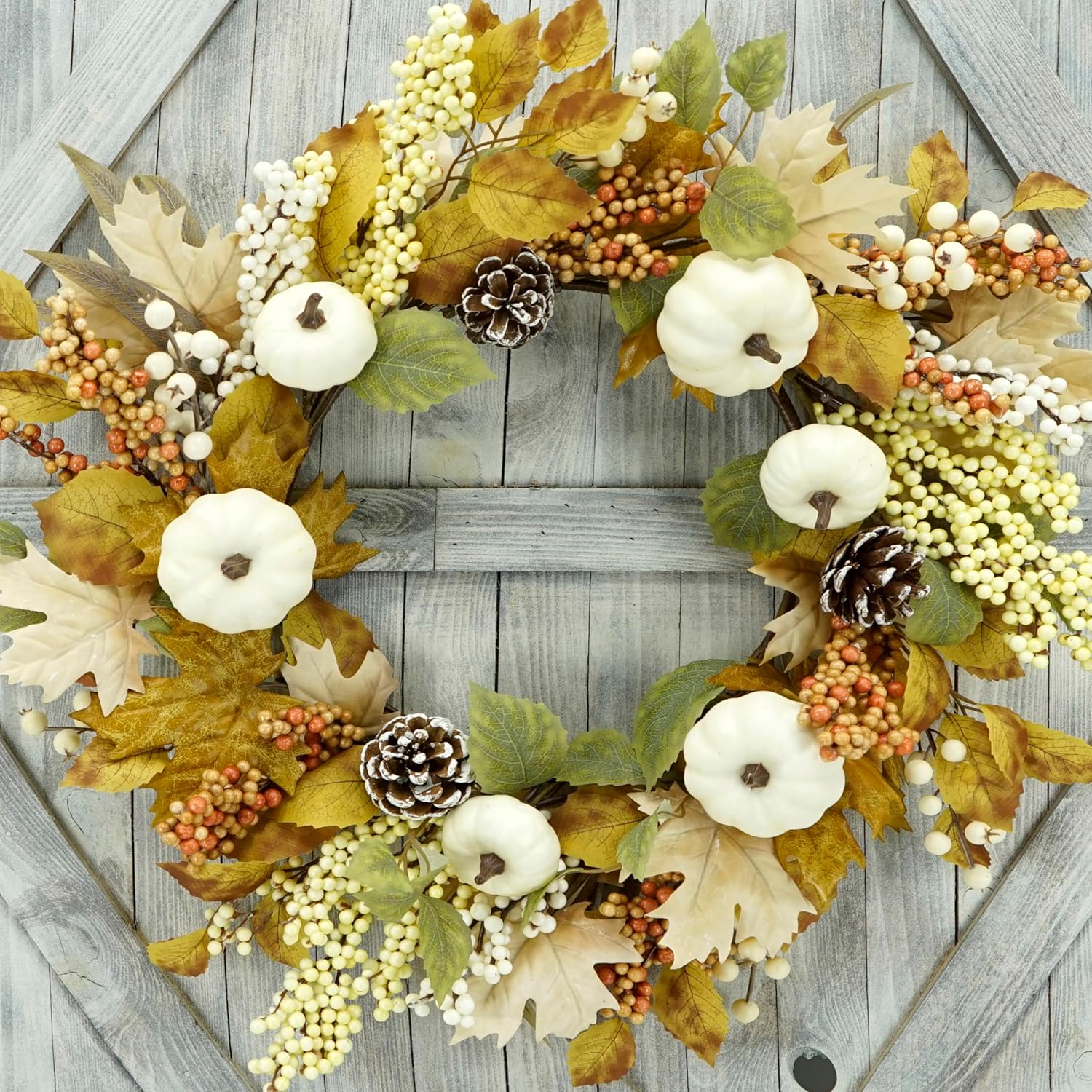 22 Inch Artificial Fall Wreath Autumn Door Decor