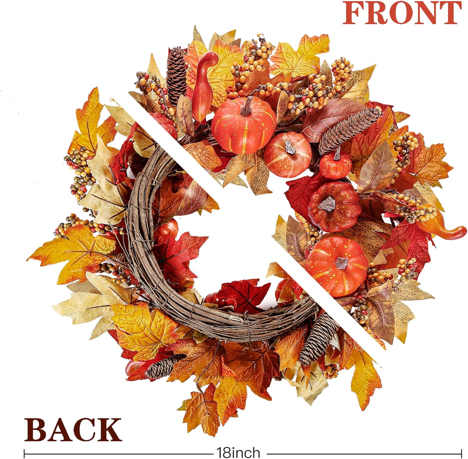 Sggvecsy 18 Inch Artificial Fall Wreath