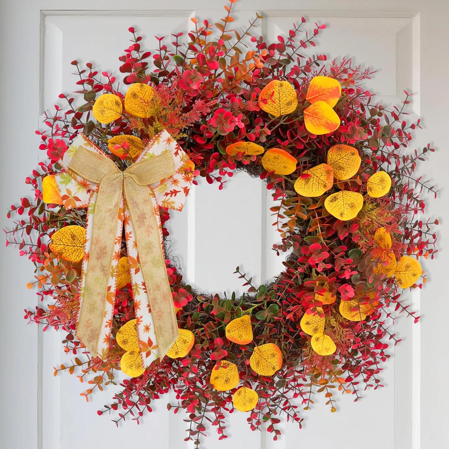 CYANBLOOM Fall Front Door Wreath 24 Inch