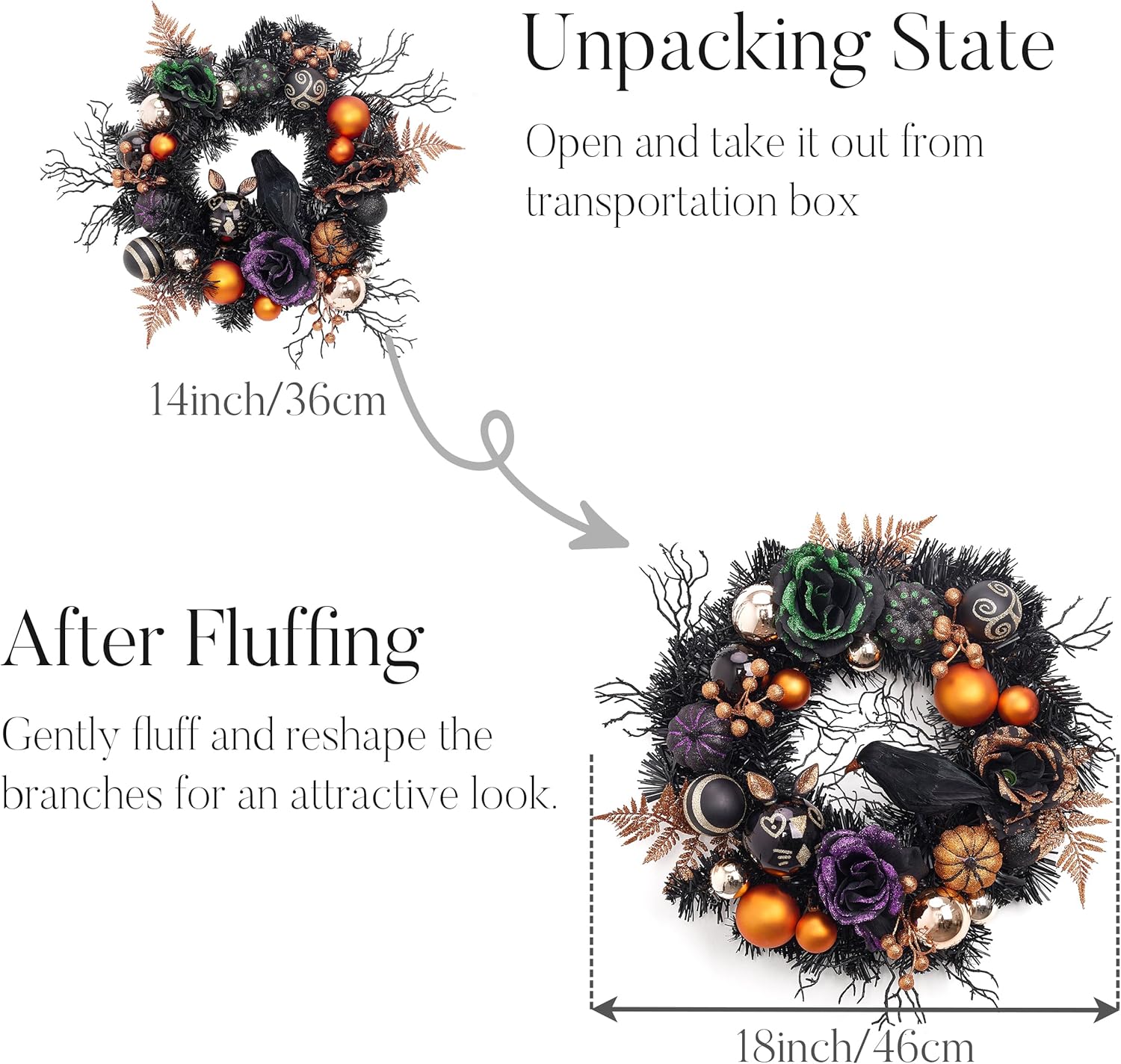 Valery Madelyn 18 Inch Pre-Lit Halloween Wreath with Lights