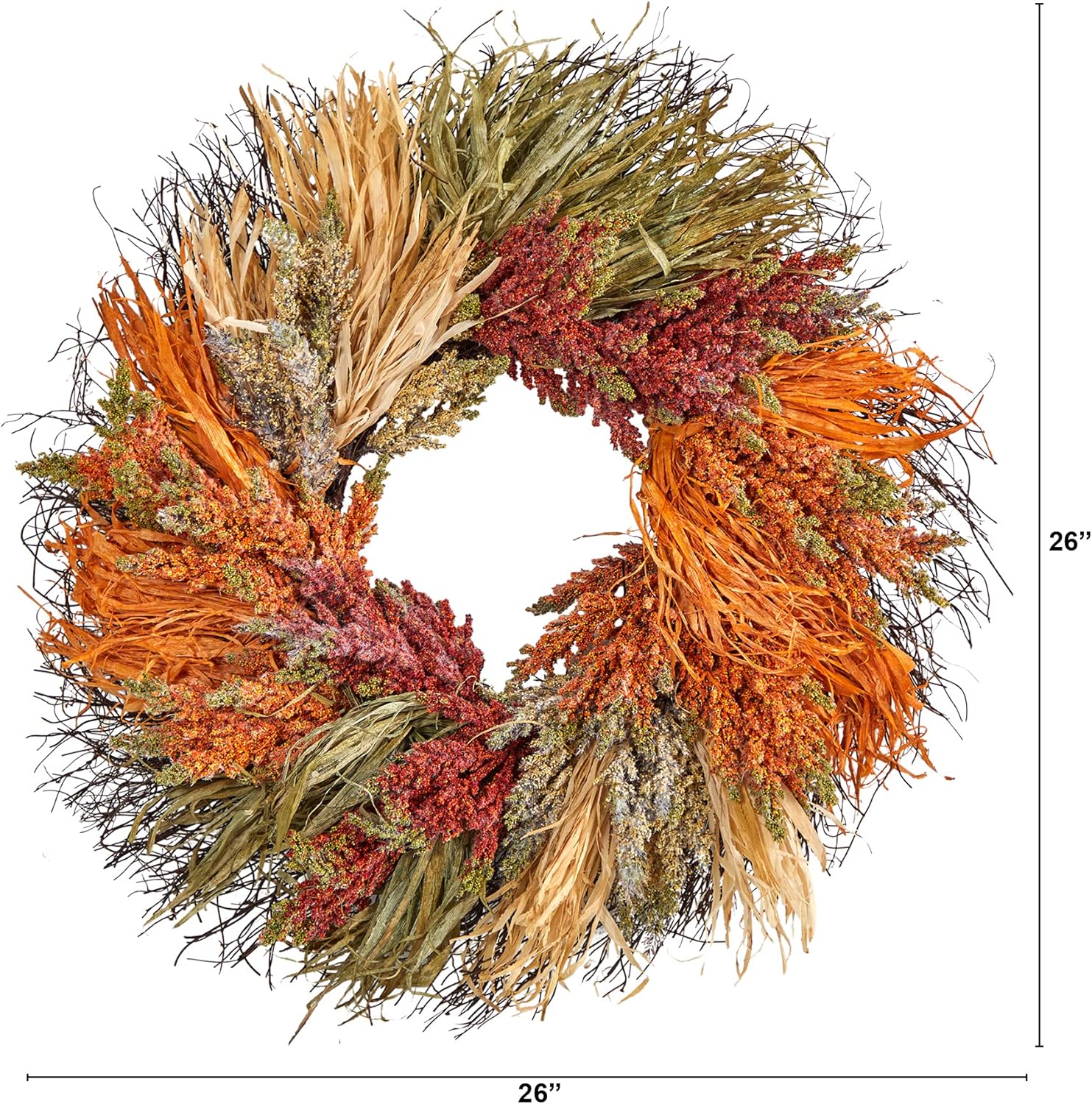 Nearly Natural 26 Inch Fall Sorghum Artificial Wreath