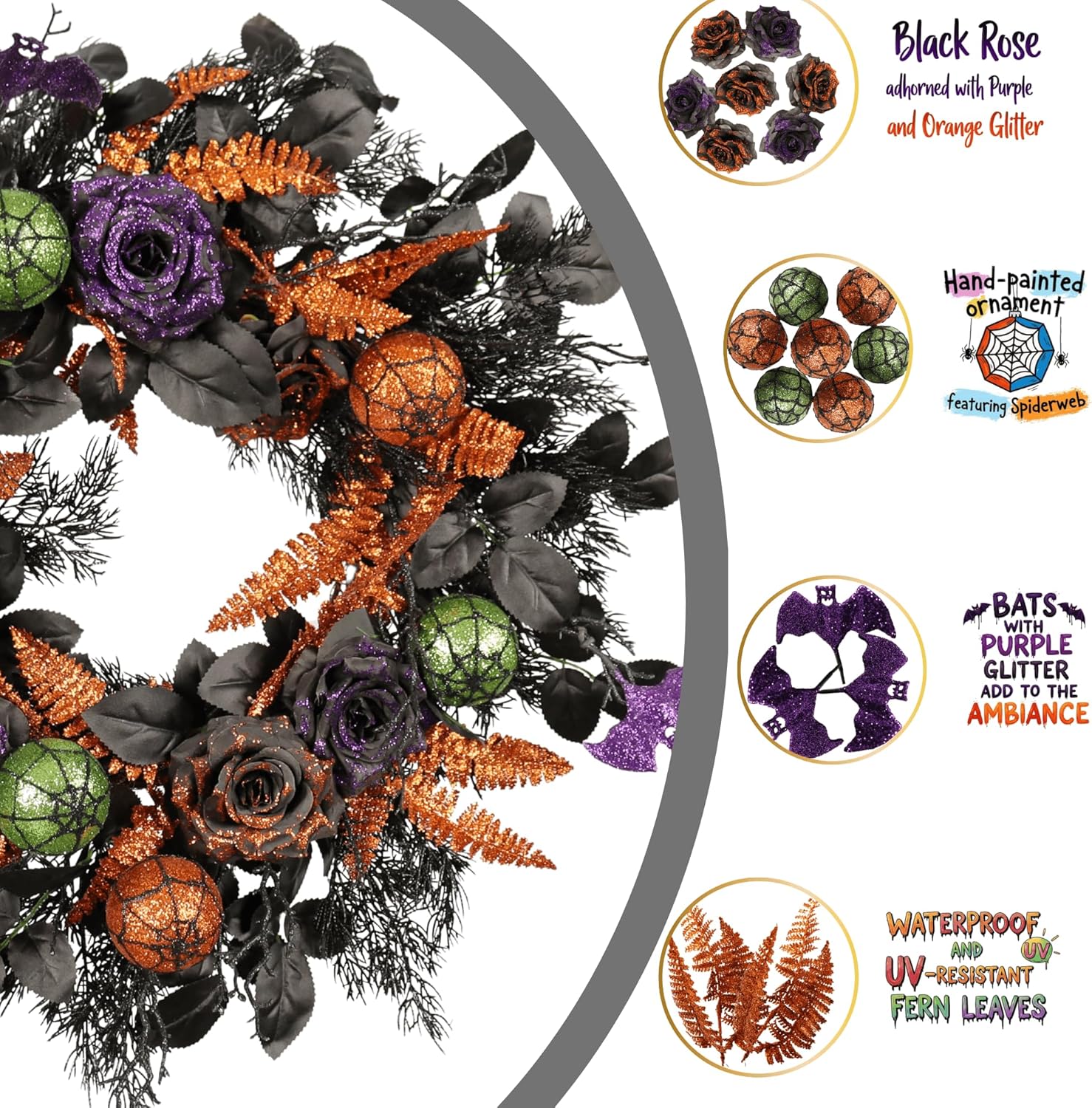 22 Inch Halloween Wreath Front Door Decor